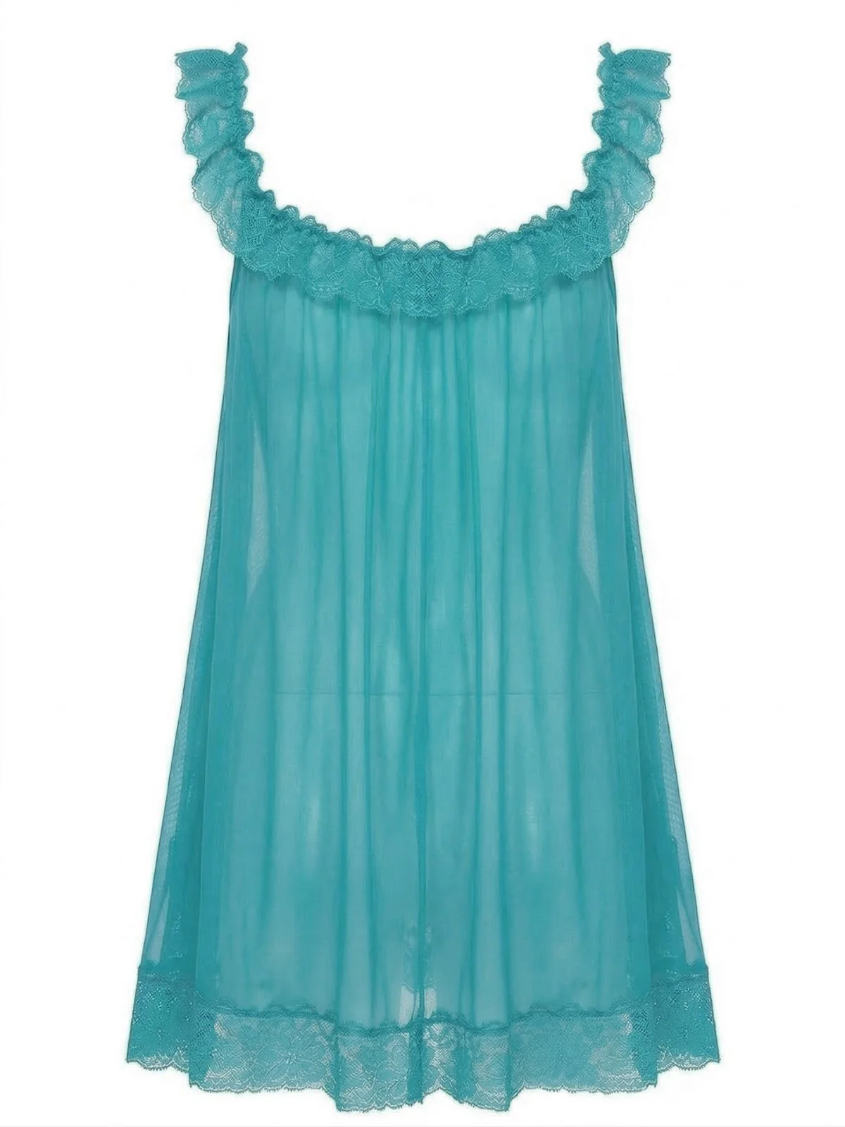 Rosa 1950er Bogen Spitze Besatz Netz Babydoll Nachthemd - Image 9