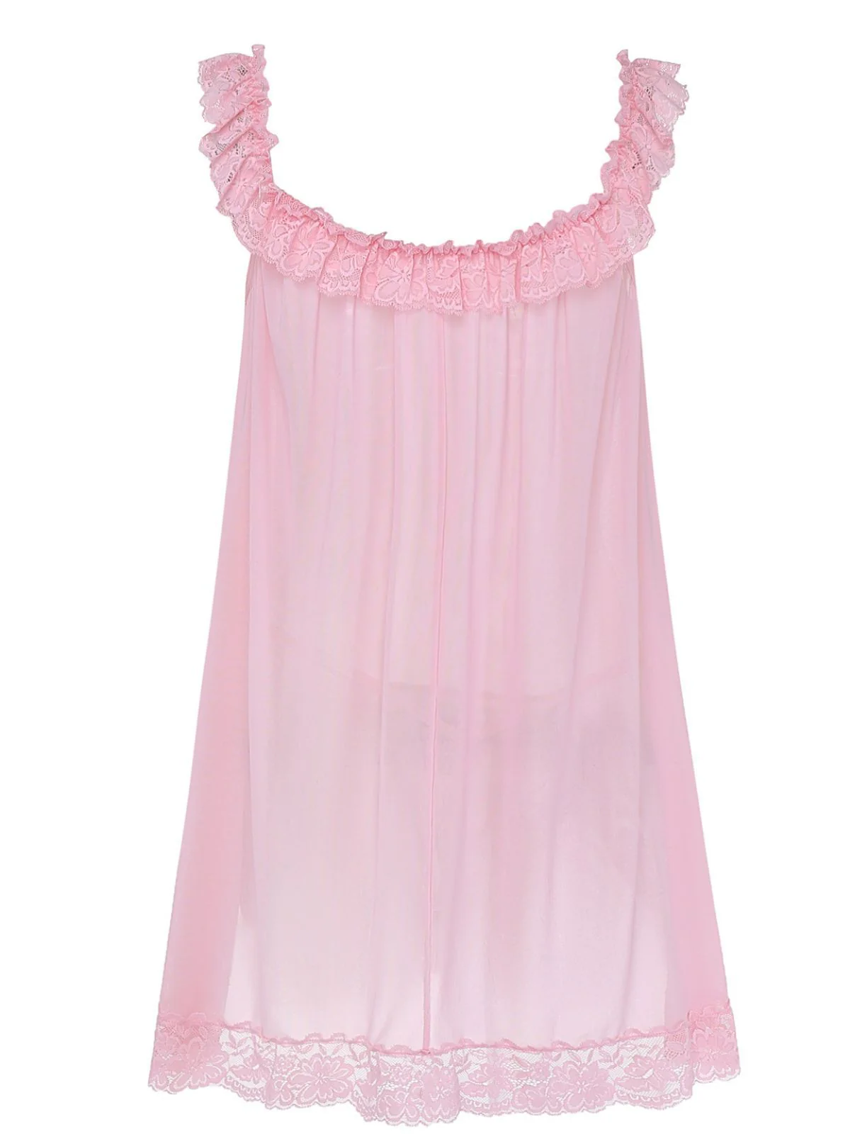 Rosa 1950er Bogen Spitze Besatz Netz Babydoll Nachthemd - Image 2