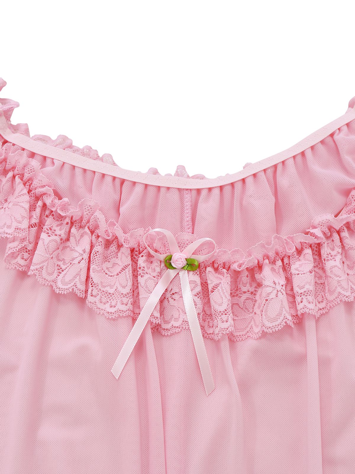 Rosa 1950er Bogen Spitze Besatz Netz Babydoll Nachthemd - Image 3