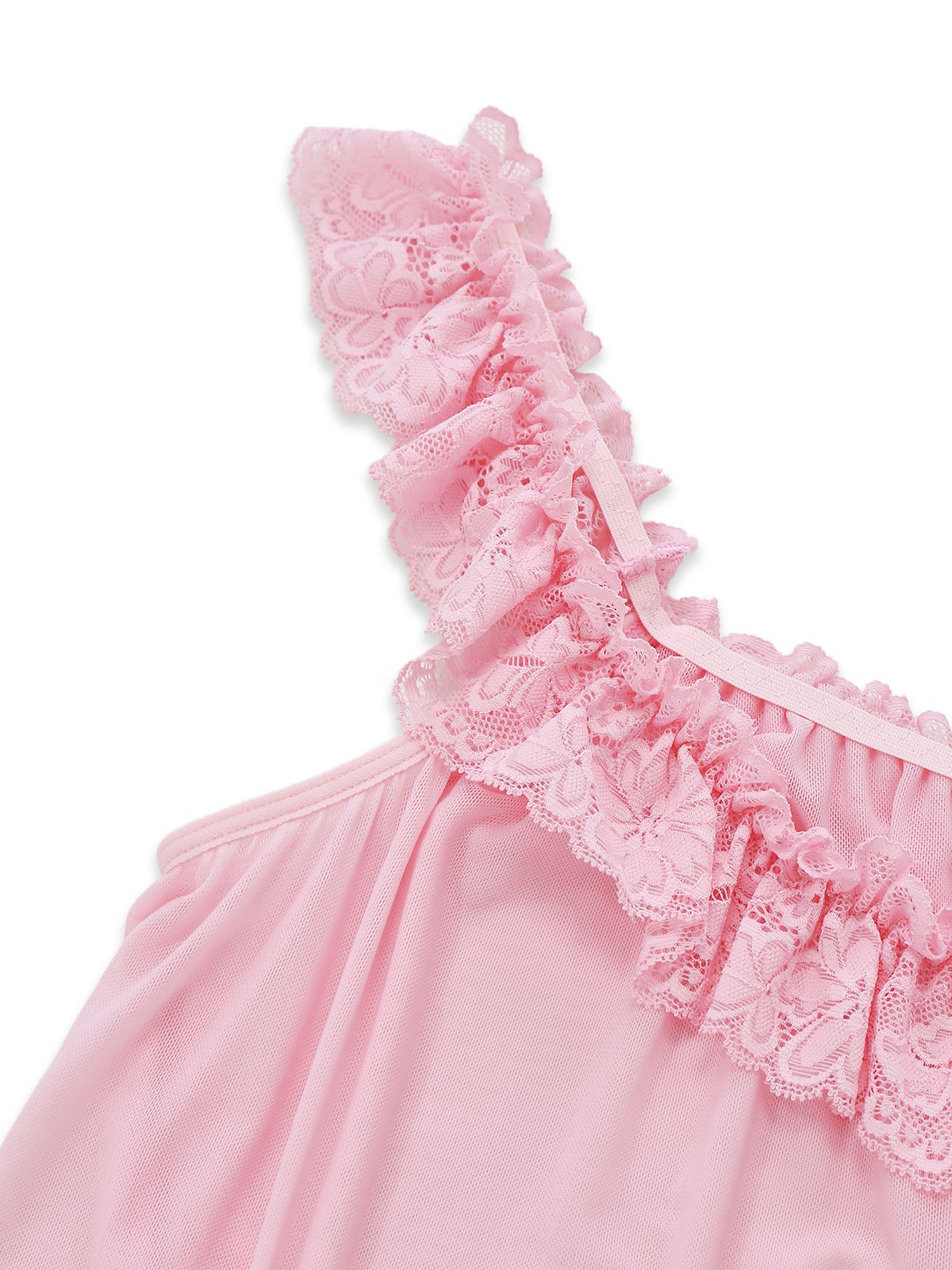 Rosa 1950er Bogen Spitze Besatz Netz Babydoll Nachthemd - Image 4