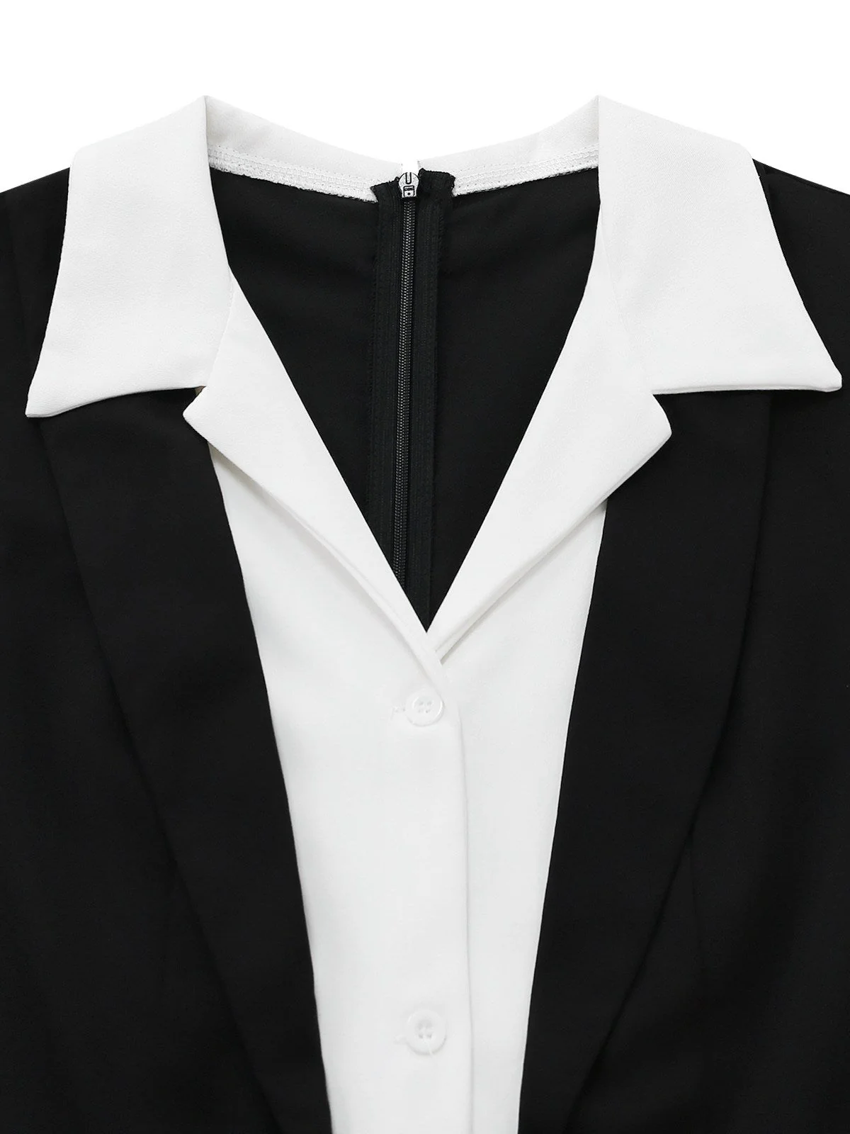 Schwarz 1950er Farbblock Ärmellos Weitbeinig Jumpsuit - Image 4