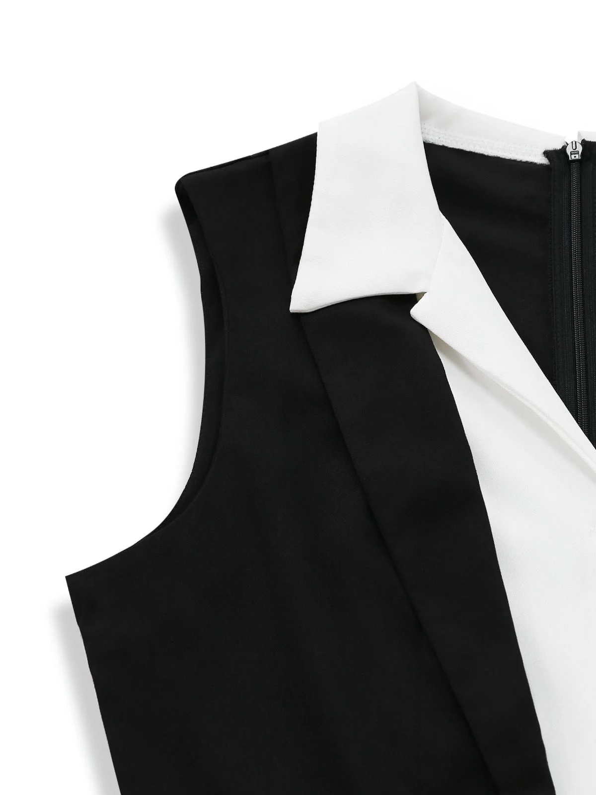 Schwarz 1950er Farbblock Ärmellos Weitbeinig Jumpsuit - Image 5
