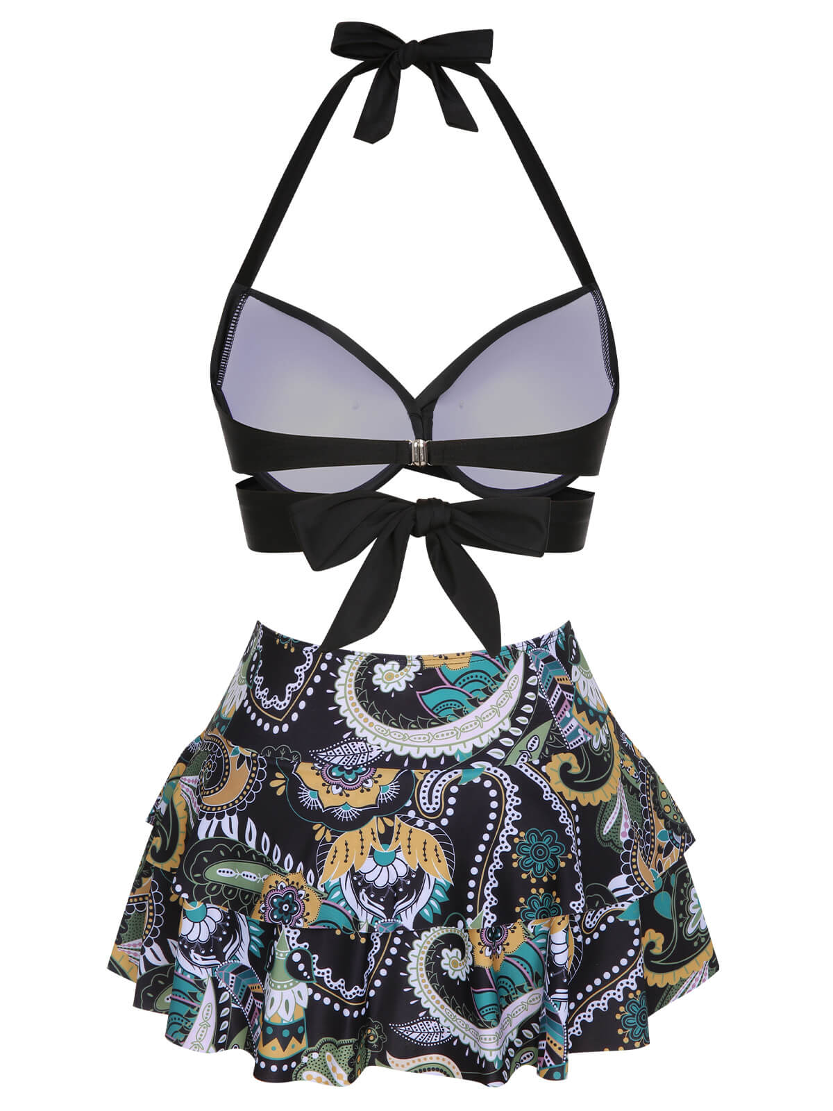 Lila 1950er Farbblock Blumen Halter Badeanzug - Image 7