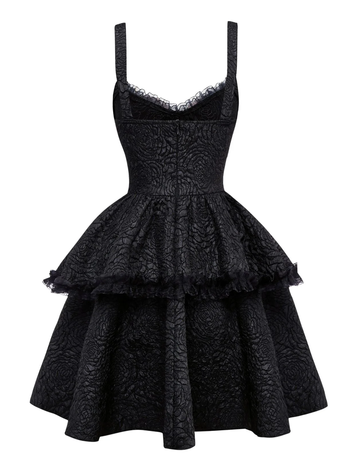 Schwarz 1950er Gothic Spitzen Bogen Tie Schnürung Kleid - Image 2