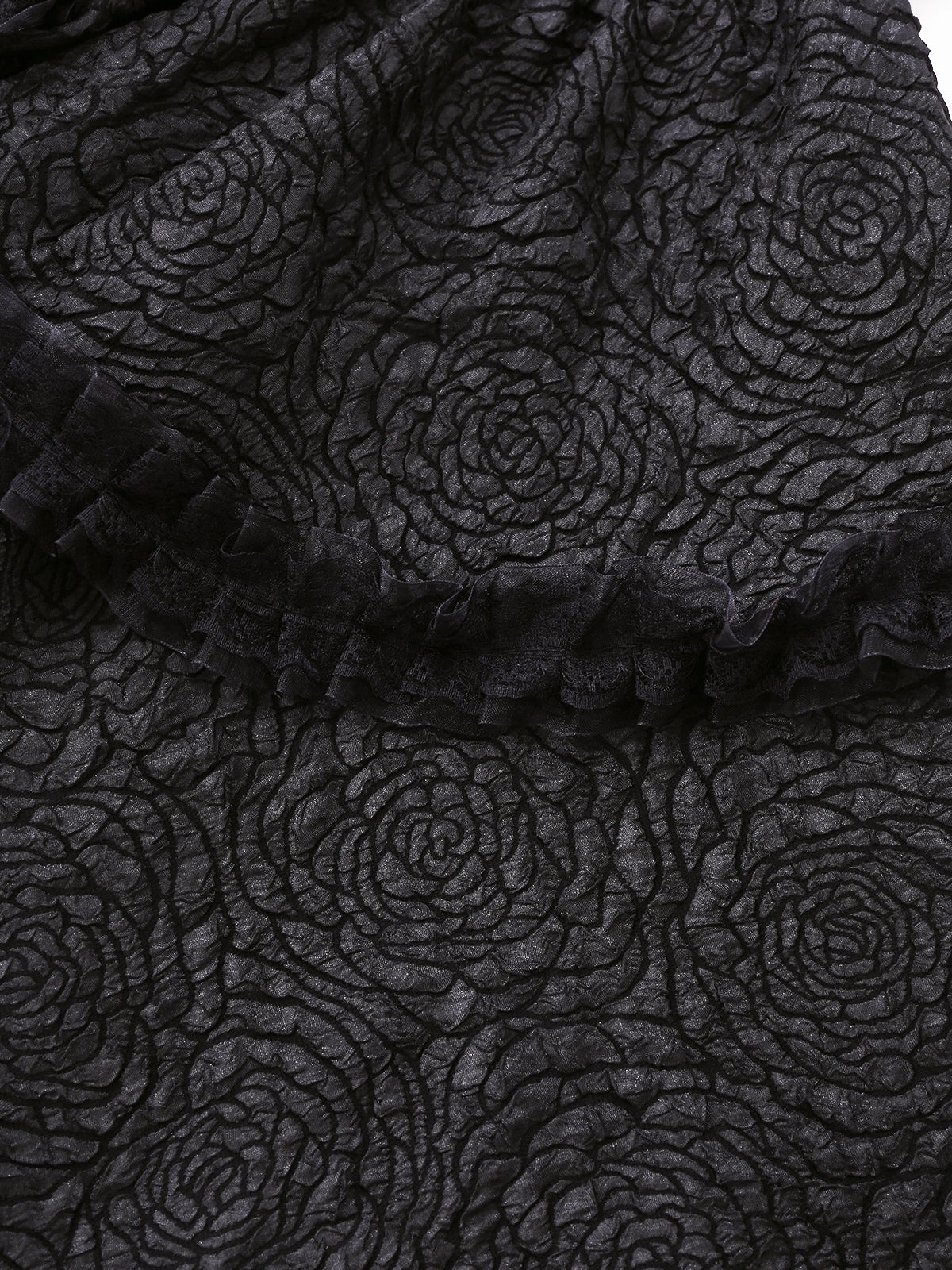 Schwarz 1950er Gothic Spitzen Bogen Tie Schnürung Kleid - Image 5