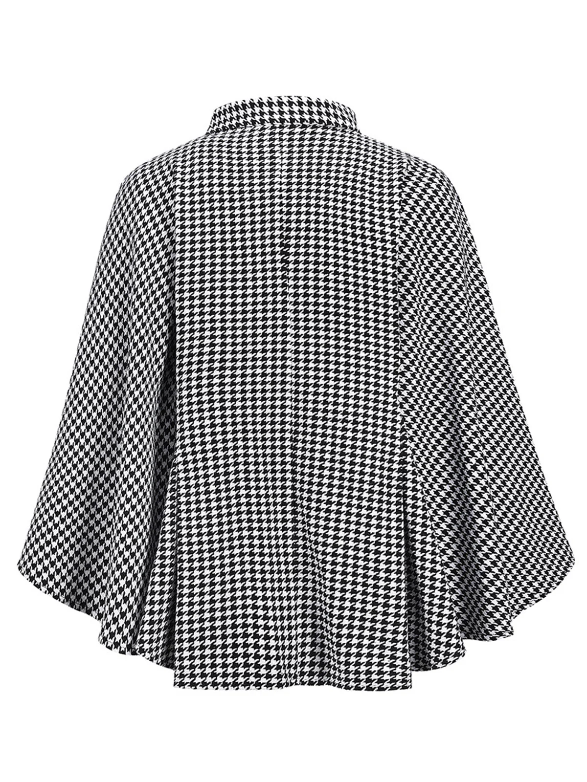 Schwarz 1950er Hahnentrittmuster Schnürung Cloak Mantel - Image 3