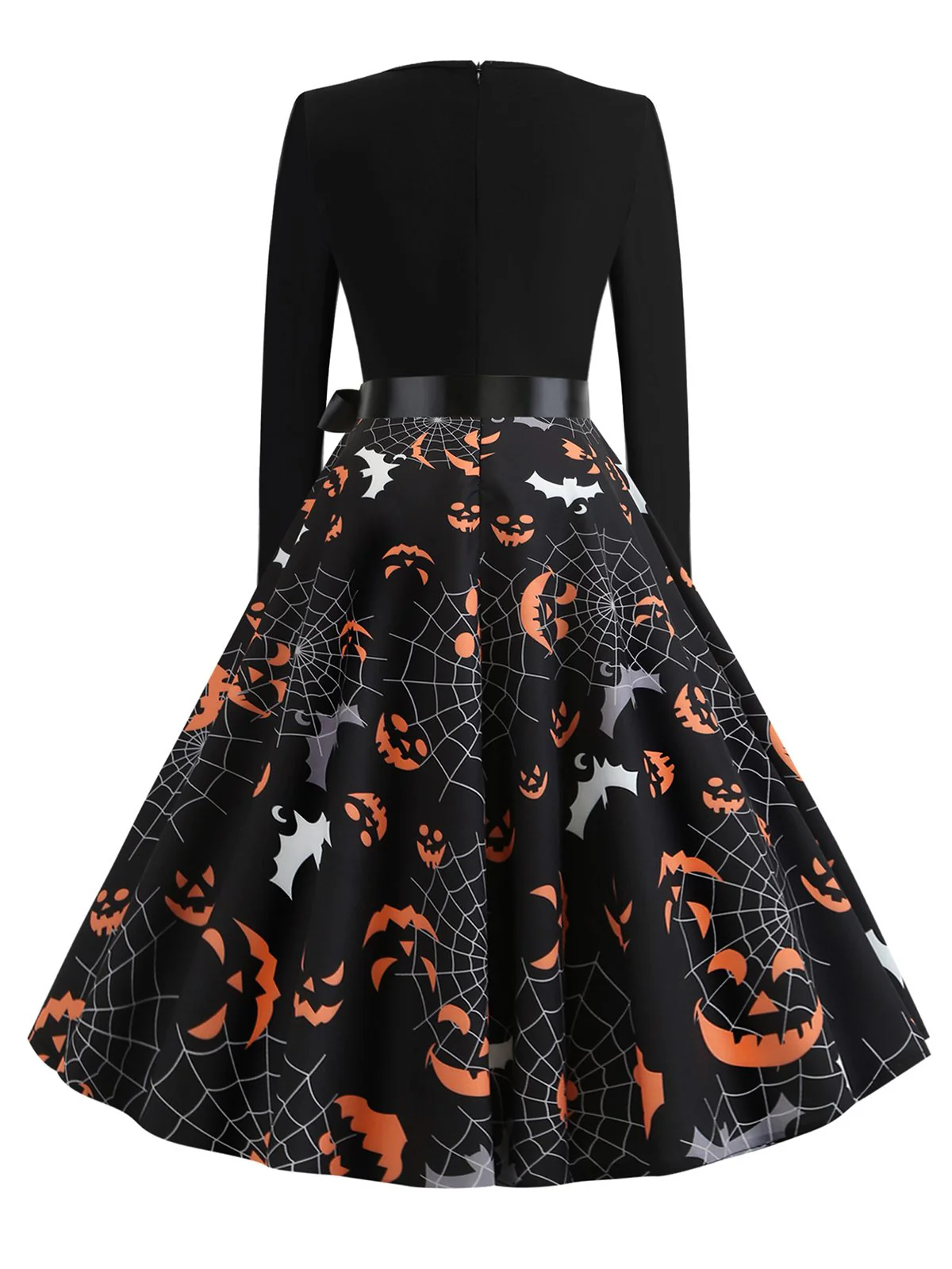 Schwarz 1950er Halloween Fledermaus Kostüm Blütenblattkragen Kleid - Image 3