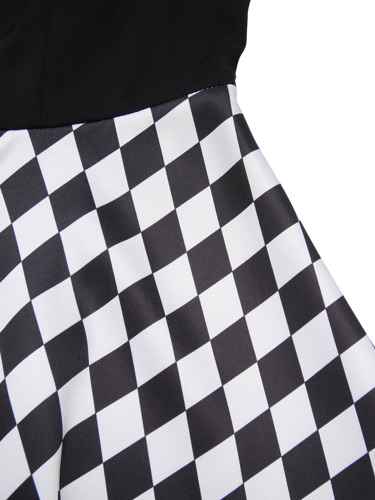 Schwarz 1950er Halloween Check Kleid & Leder Korsett - Image 9