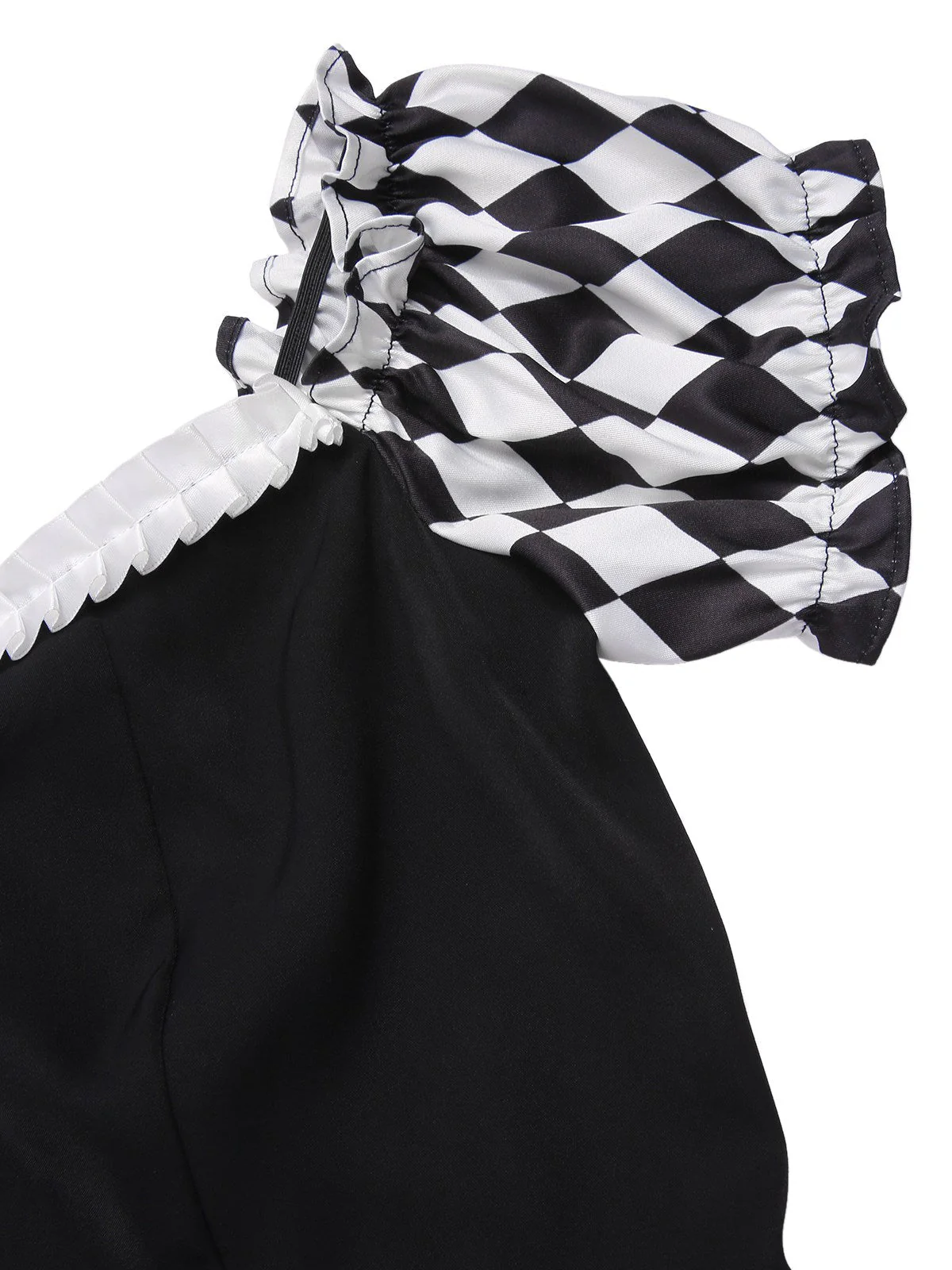 Schwarz 1950er Halloween Check Kleid & Leder Korsett - Image 7