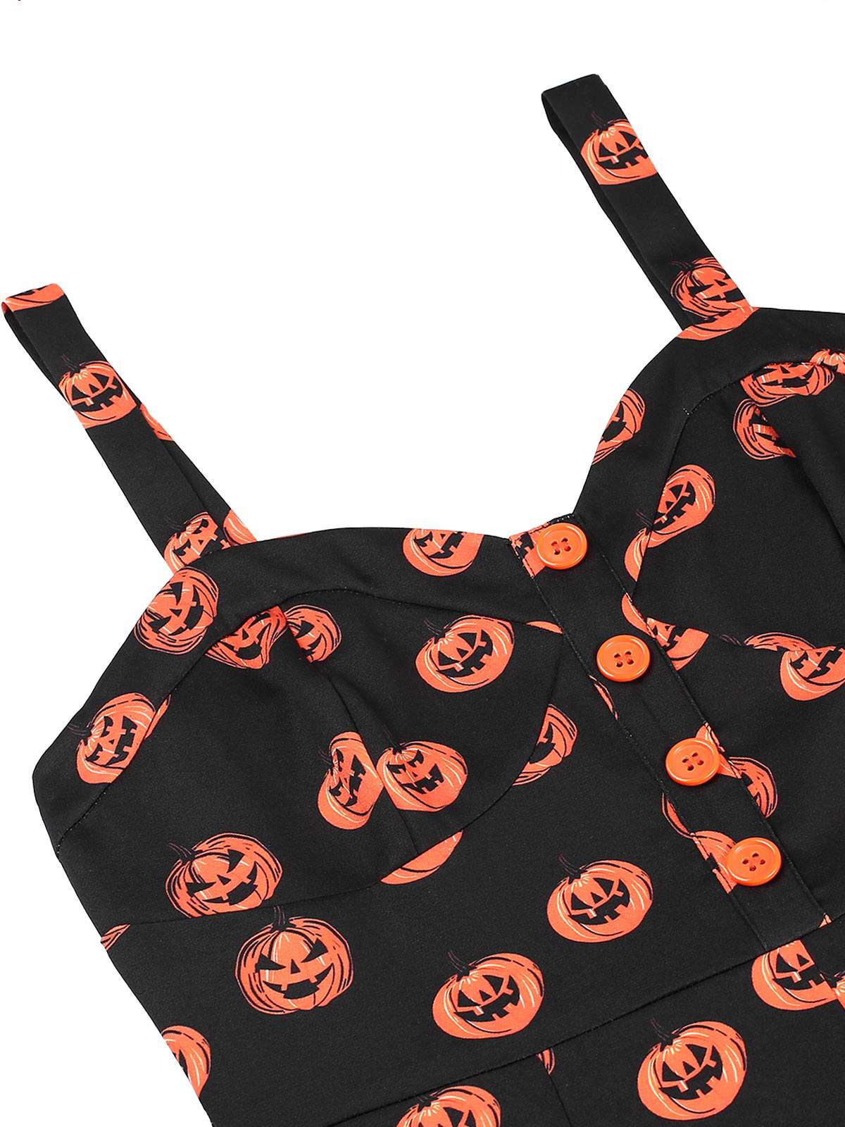 Schwarz 1950er Halloween Kürbisgesicht Romper - Image 7