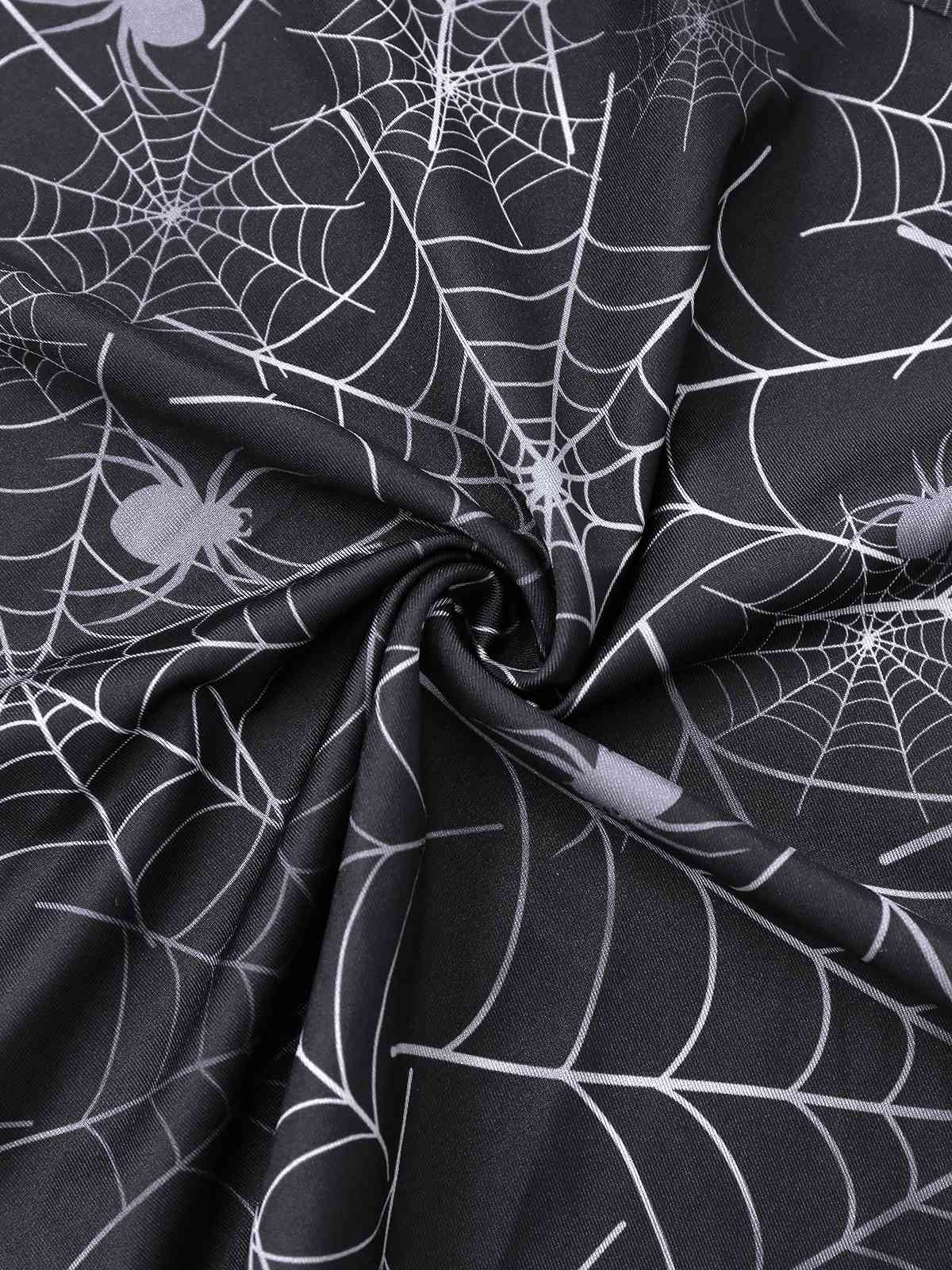 Schwarz 1950er Halloween Spinnennetz Ärmellos Kleid - Image 5
