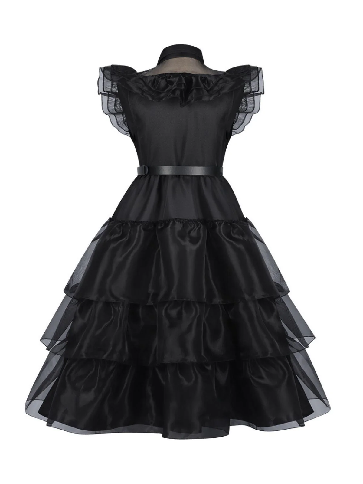 Schwarz 1950er Halloween Wednesday ballkleid Organza Rüschen Revers Kleid - Image 2