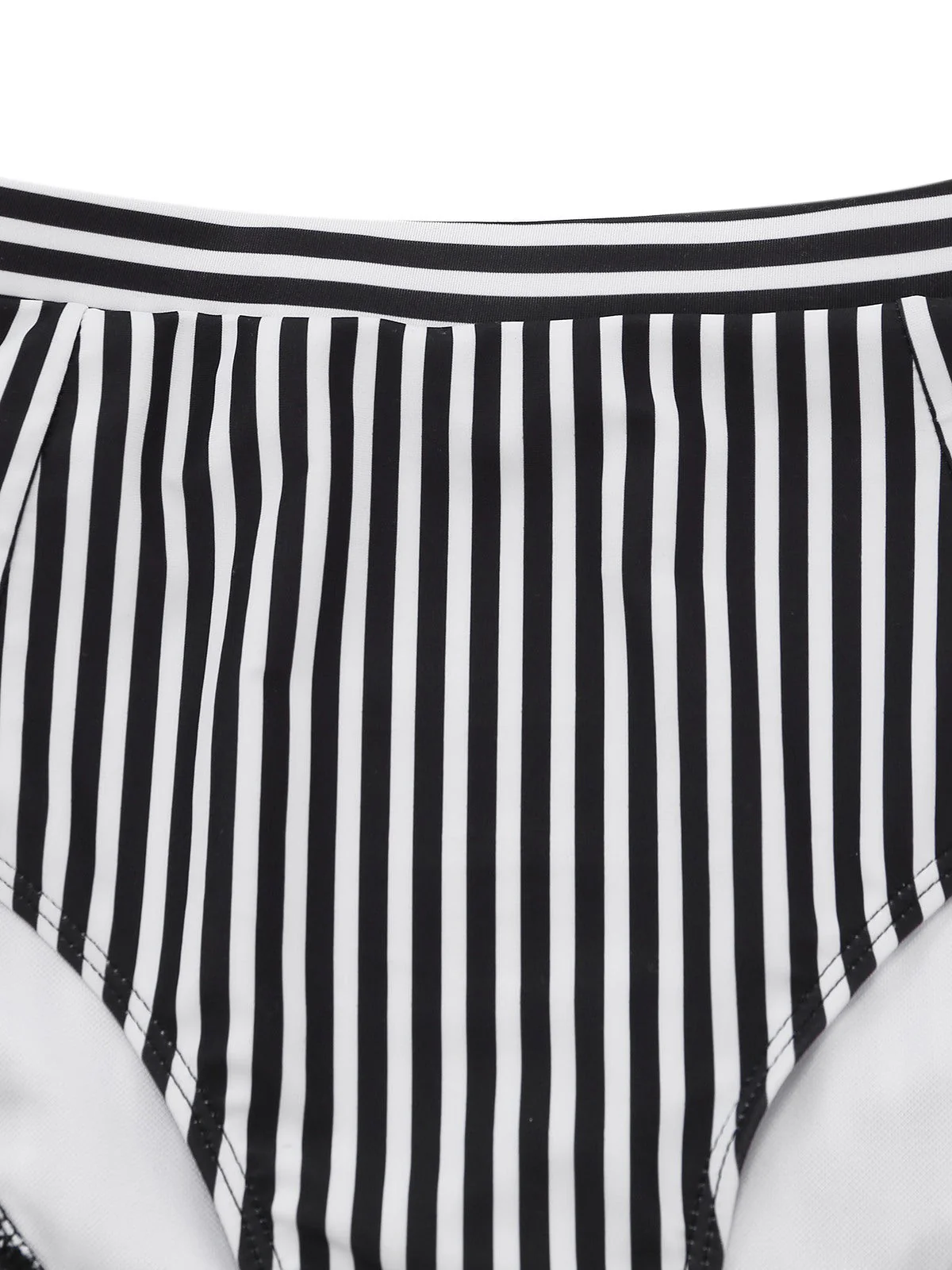 Schwarz 1950er Halter Streifen Geknotet Tankini Set - Image 4