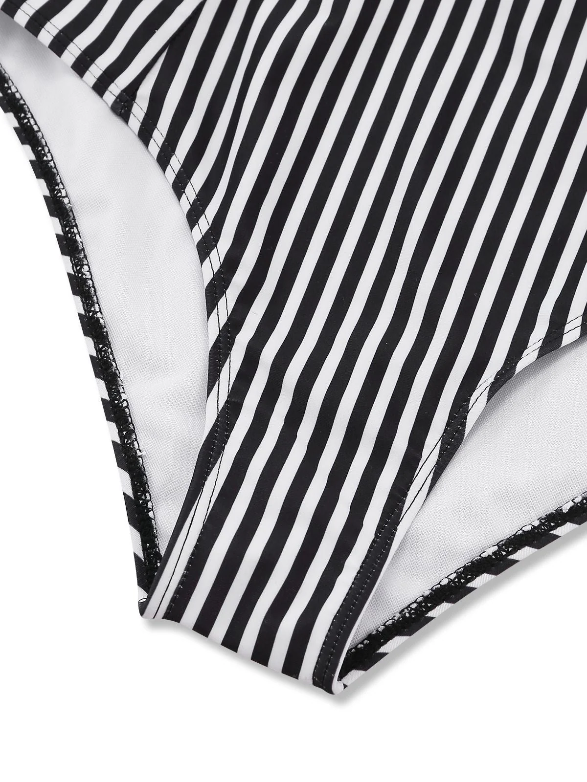 Schwarz 1950er Halter Streifen Geknotet Tankini Set - Image 5