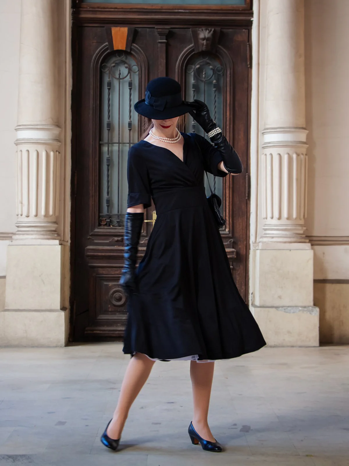 Grün 1950ER HOHE TAILLE V-AUSSCHNITT SWING KLEID - Image 18