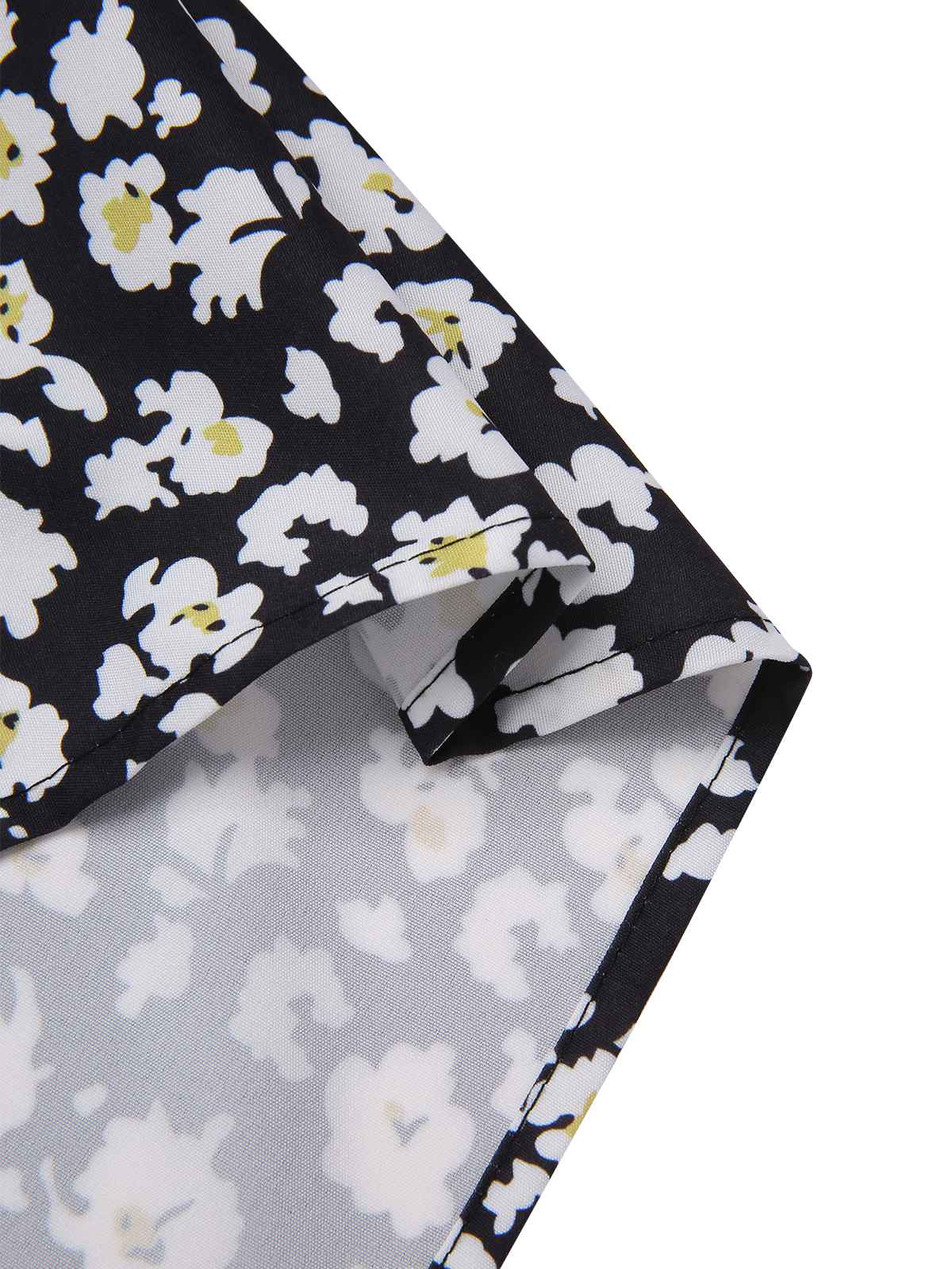 Schwarz 1950er Kleine Blumen V-Ausschnitt Schnürung Dress - Image 3