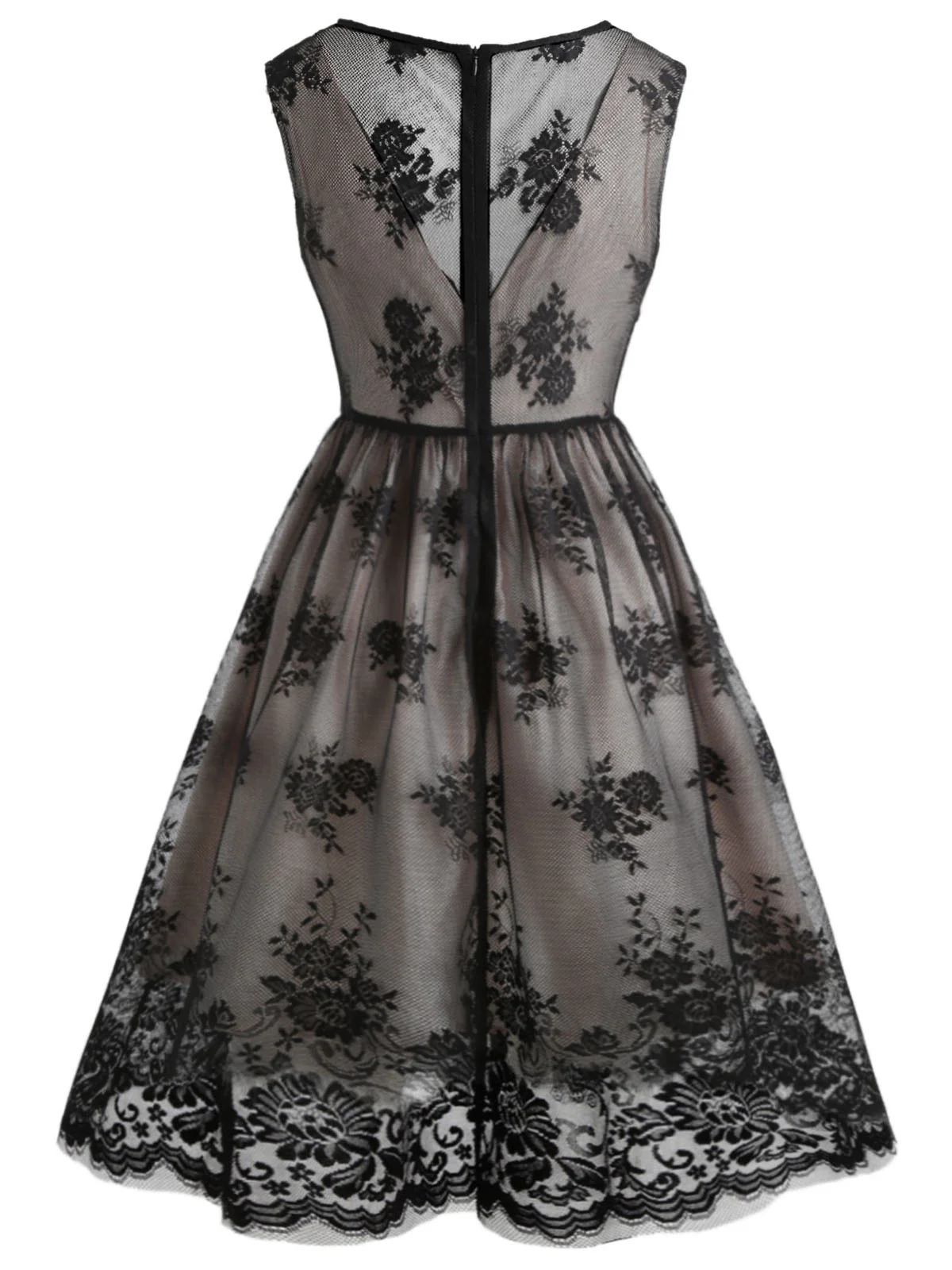 [Vorverkauf] Schwarz 1950er Spitze Blumen Swing Kleid - Image 3