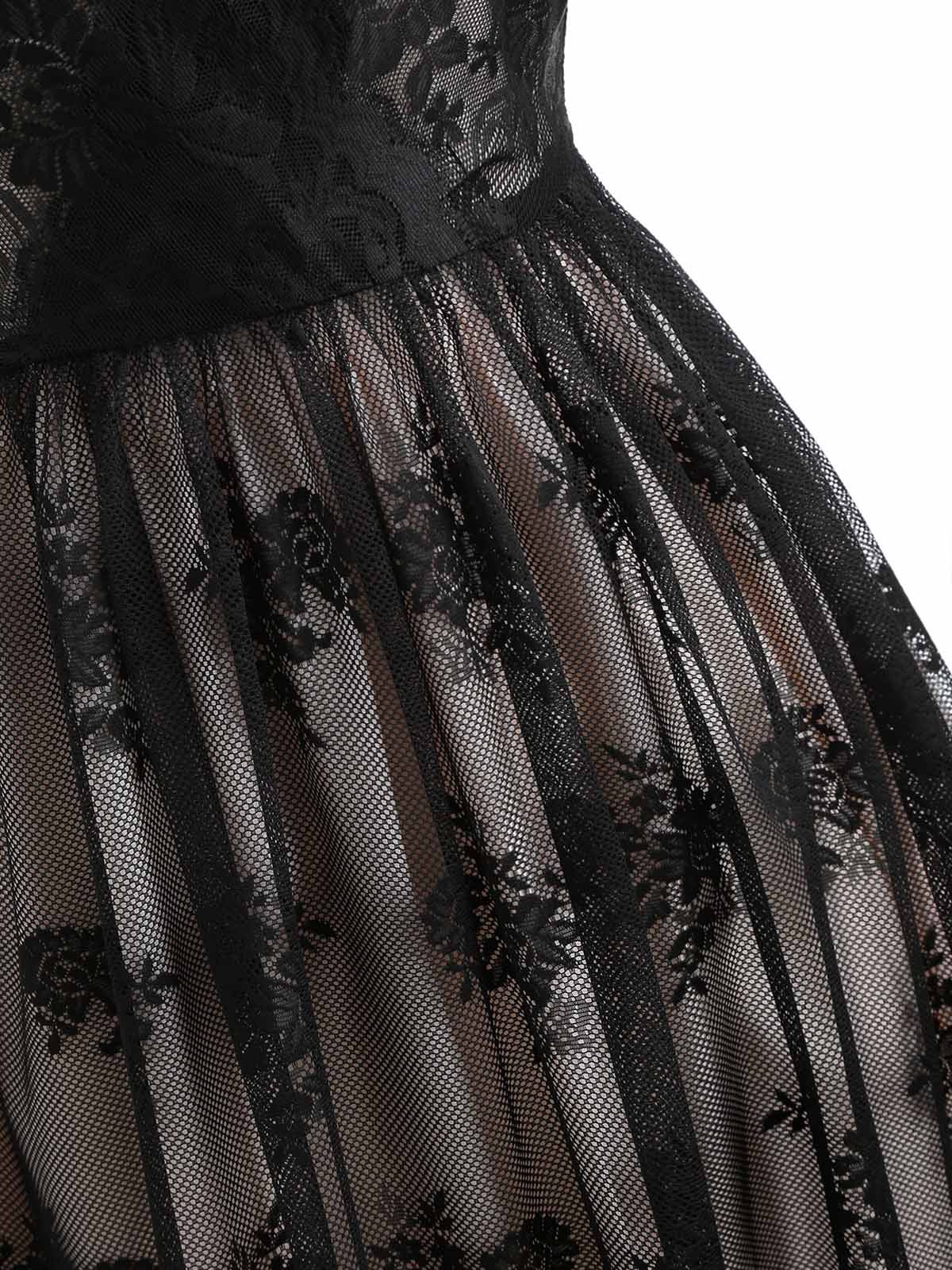 [Vorverkauf] Schwarz 1950er Spitze Blumen Swing Kleid - Image 5
