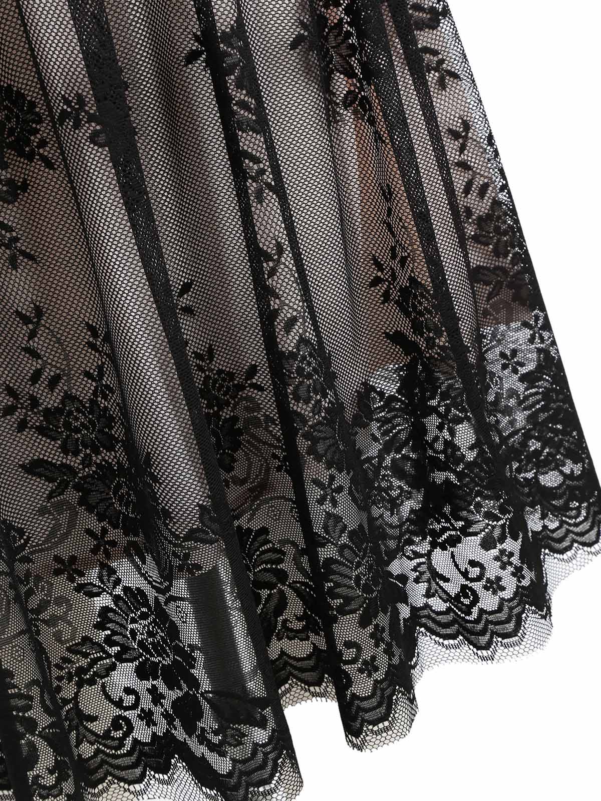 [Vorverkauf] Schwarz 1950er Spitze Blumen Swing Kleid - Image 6