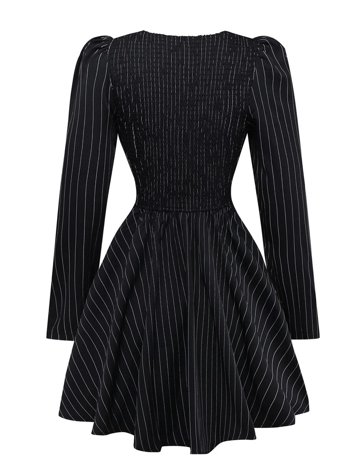 Schwarz 1950er Leopard Vertikal Streifen Taille Kleid - Image 2