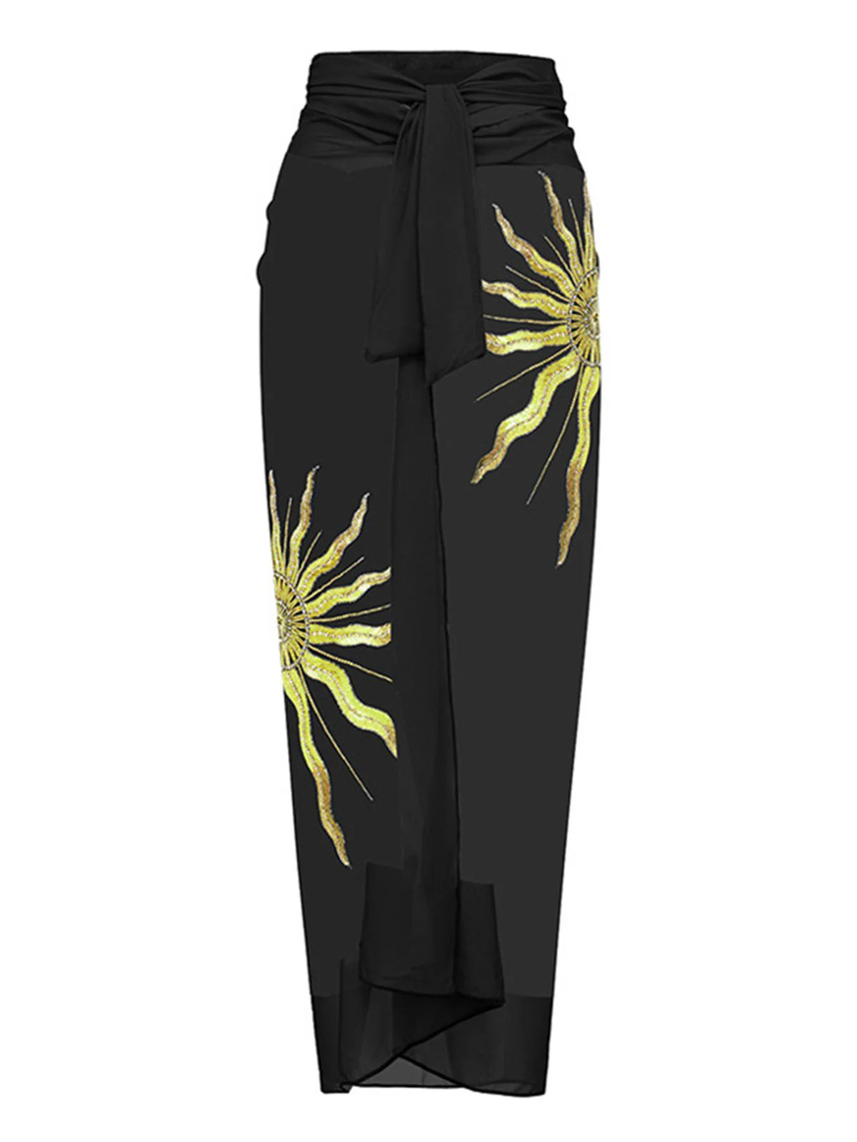 Schwarz 1950er Pailletten Sonnenblume Rückenfrei Badeanzug & Cover-Up - Image 5