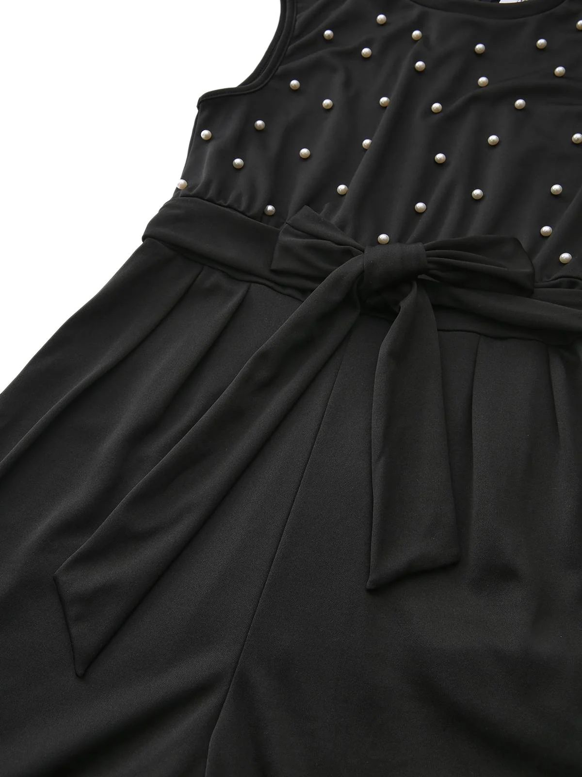 Schwarz 1950er Perlen Perlenbesatz Bogen Gürtel Jumpsuit - Image 5