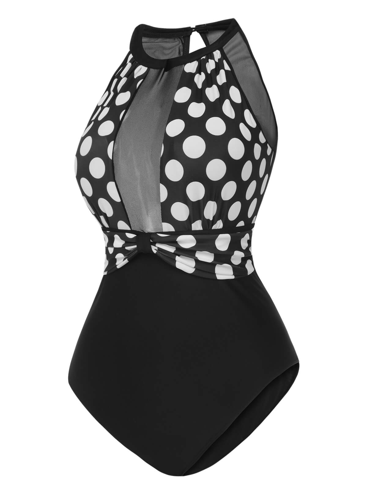 Schwarz 1950er Polka Dot Badeanzug - Image 3