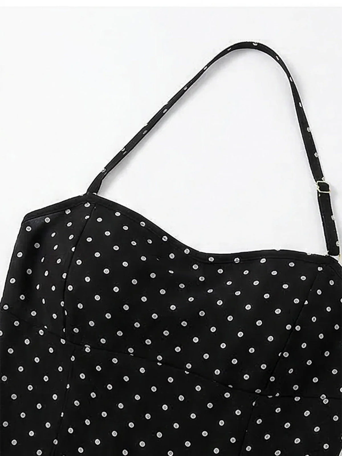 Schwarz 1950er Polka Dot Halter Rückenfrei Badekleid - Image 5