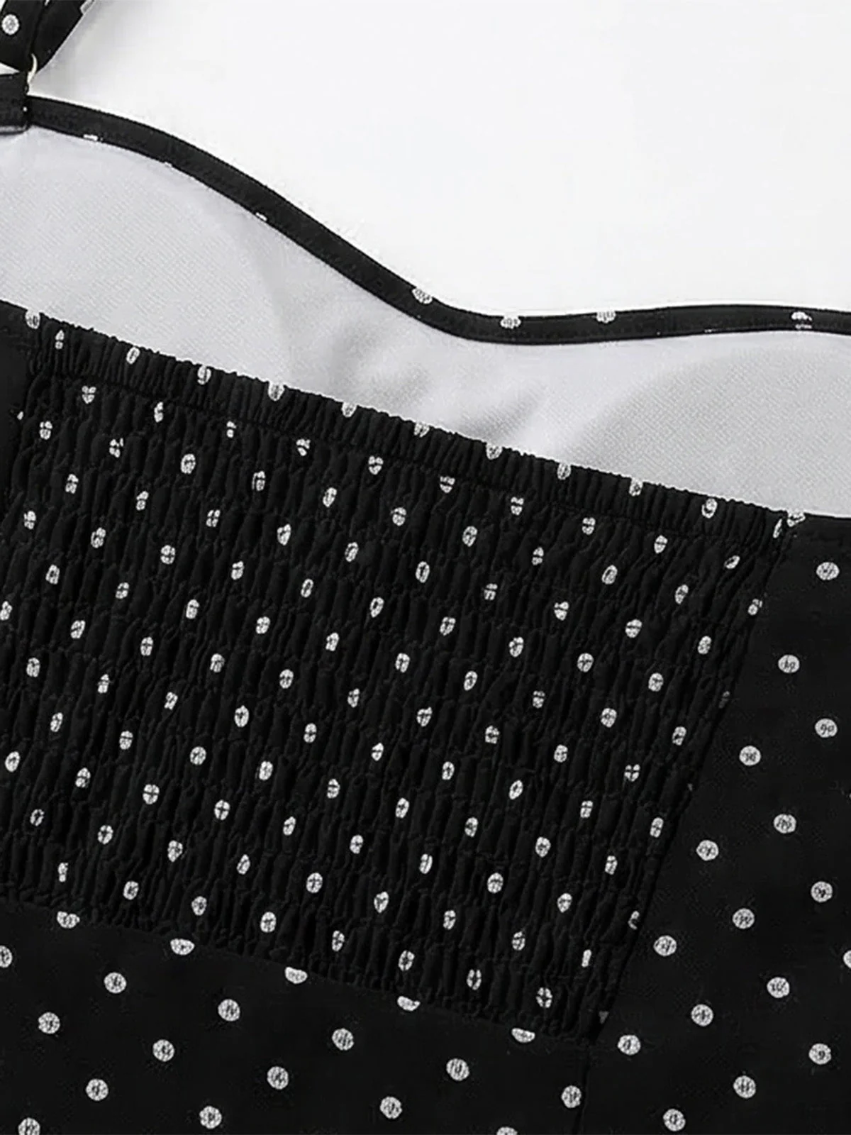 Schwarz 1950er Polka Dot Halter Rückenfrei Badekleid - Image 6
