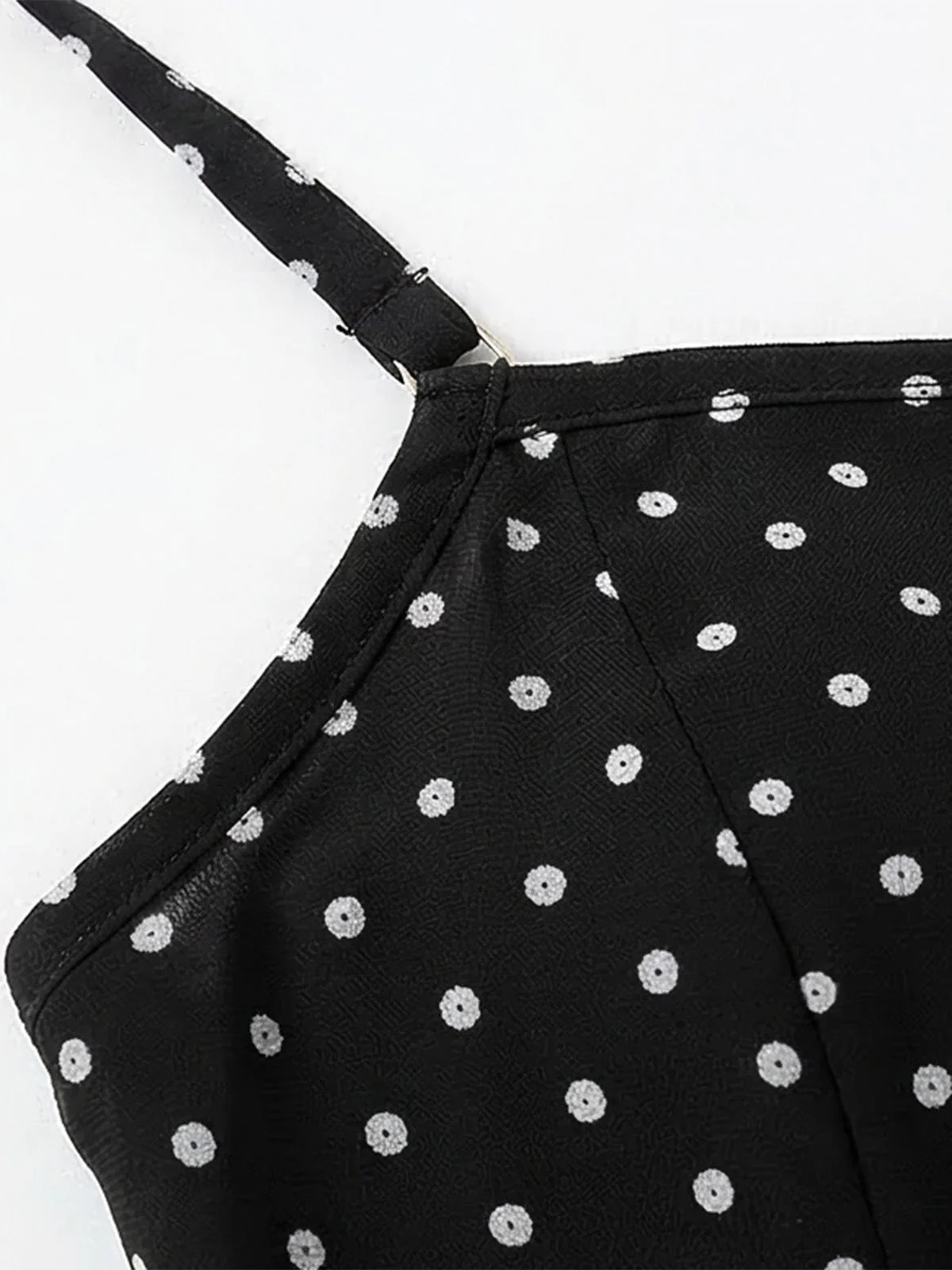 Schwarz 1950er Polka Dot Halter Rückenfrei Badekleid - Image 8