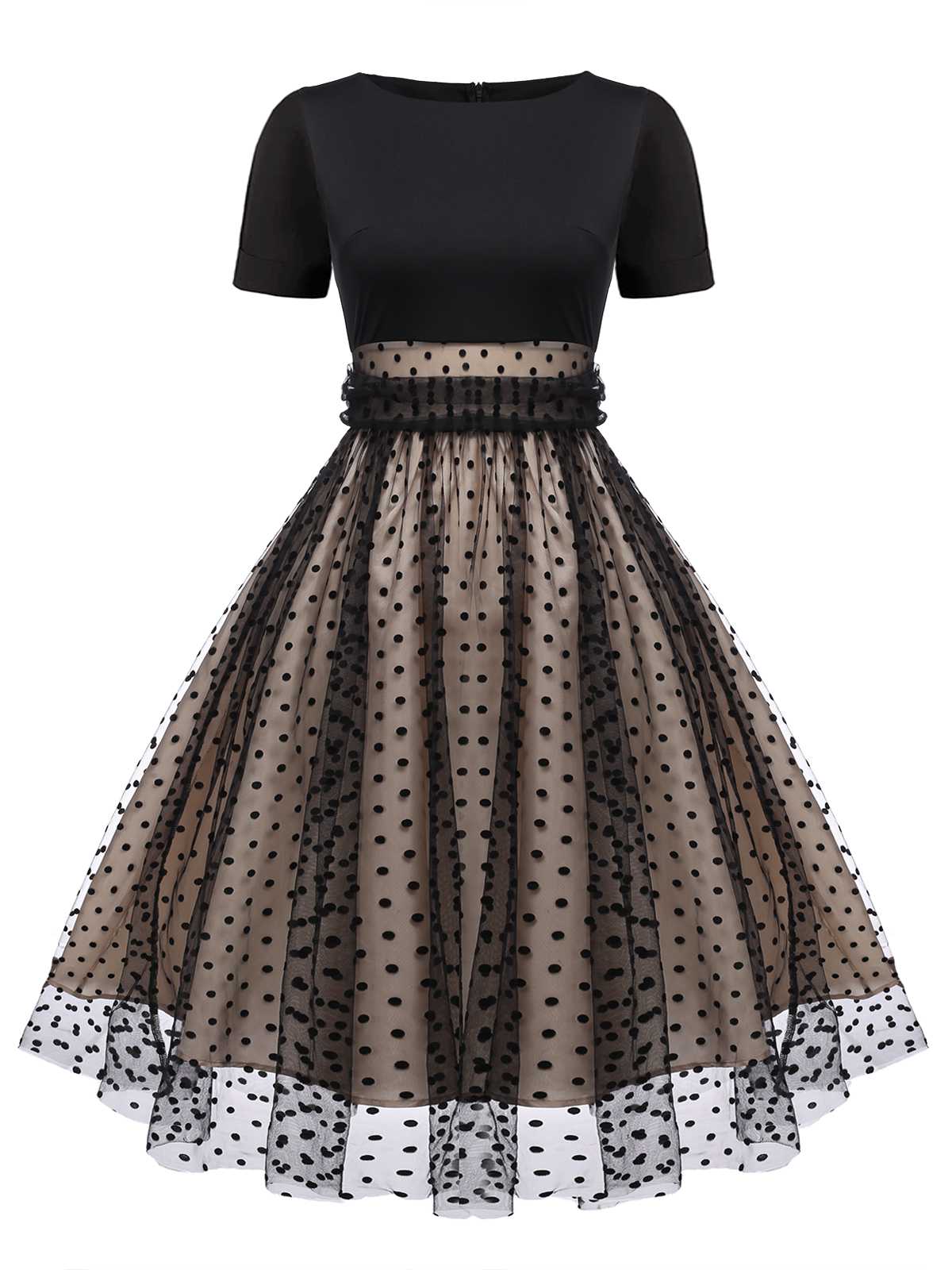 Schwarz 1950er Polka Dot Vintage Kleid mit Zubehör-Set - Image 3
