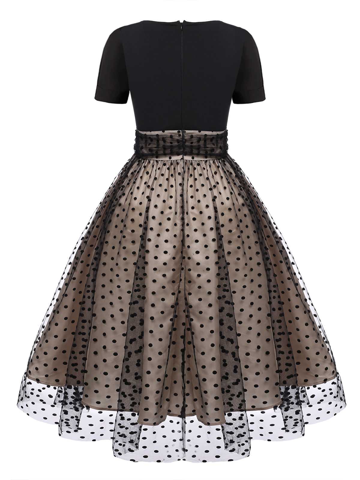 Schwarz 1950er Polka Dot Vintage Kleid mit Zubehör-Set - Image 5
