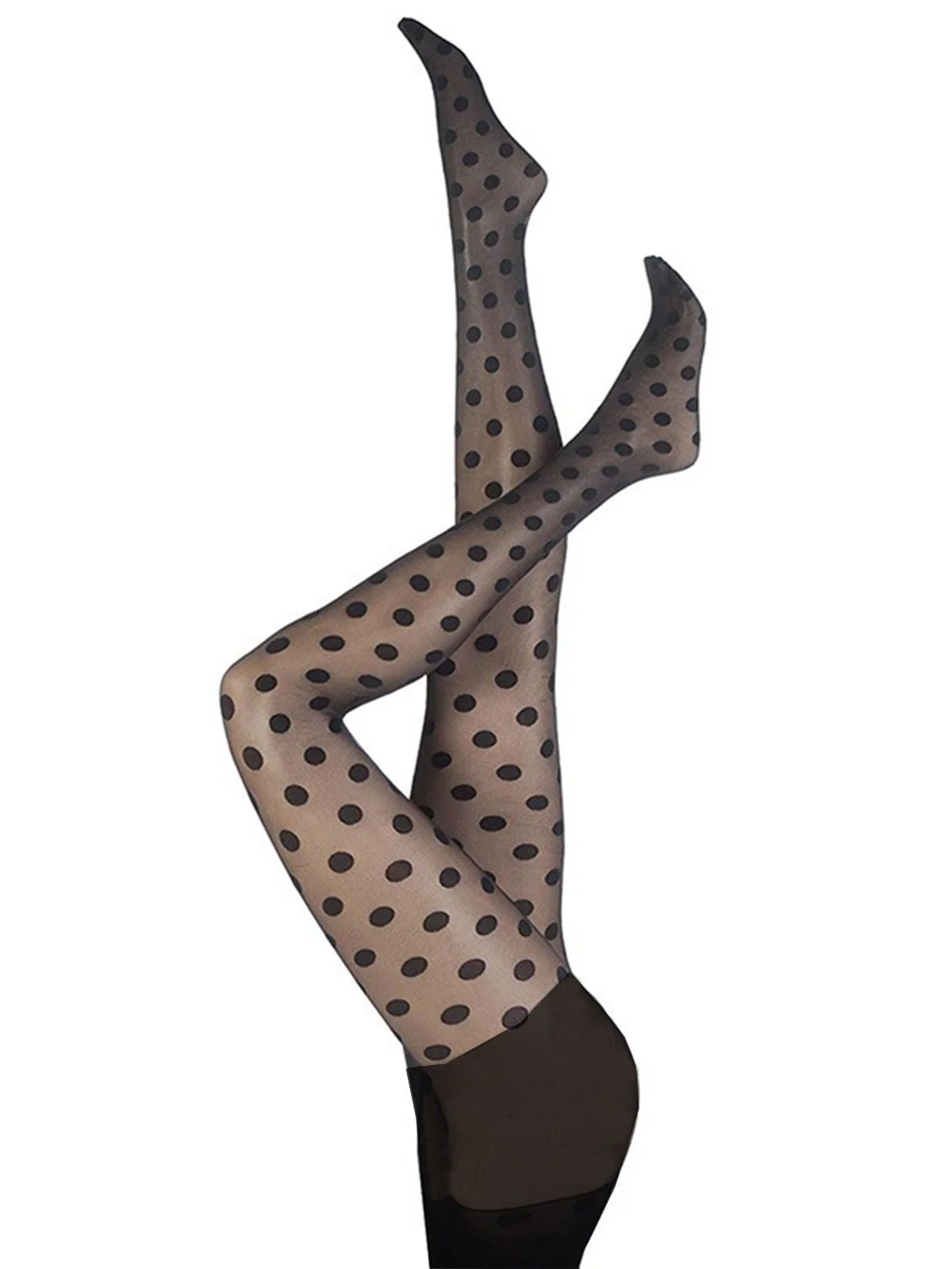Schwarz 1950er Polka Dot Vintage Strümpfe - Image 2