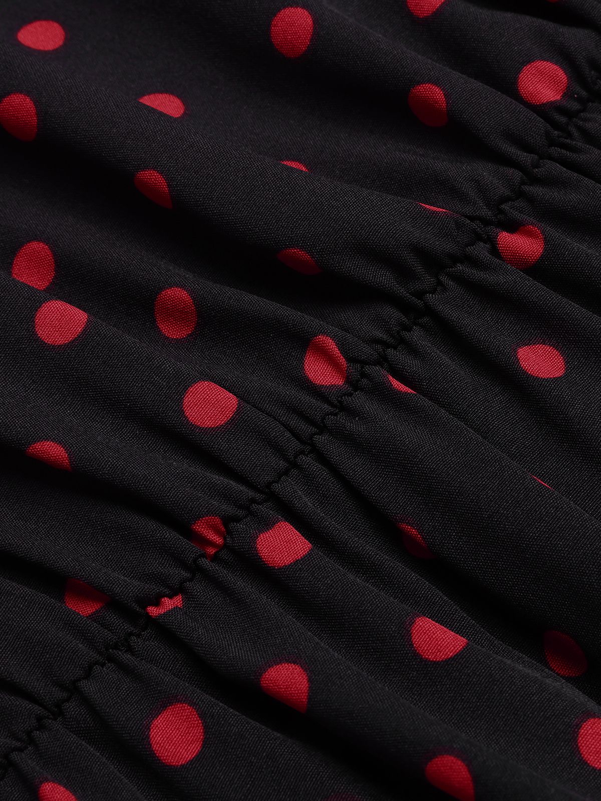 Schwarz 1950er Polka Dots Lange Ärmel Kleid - Image 4