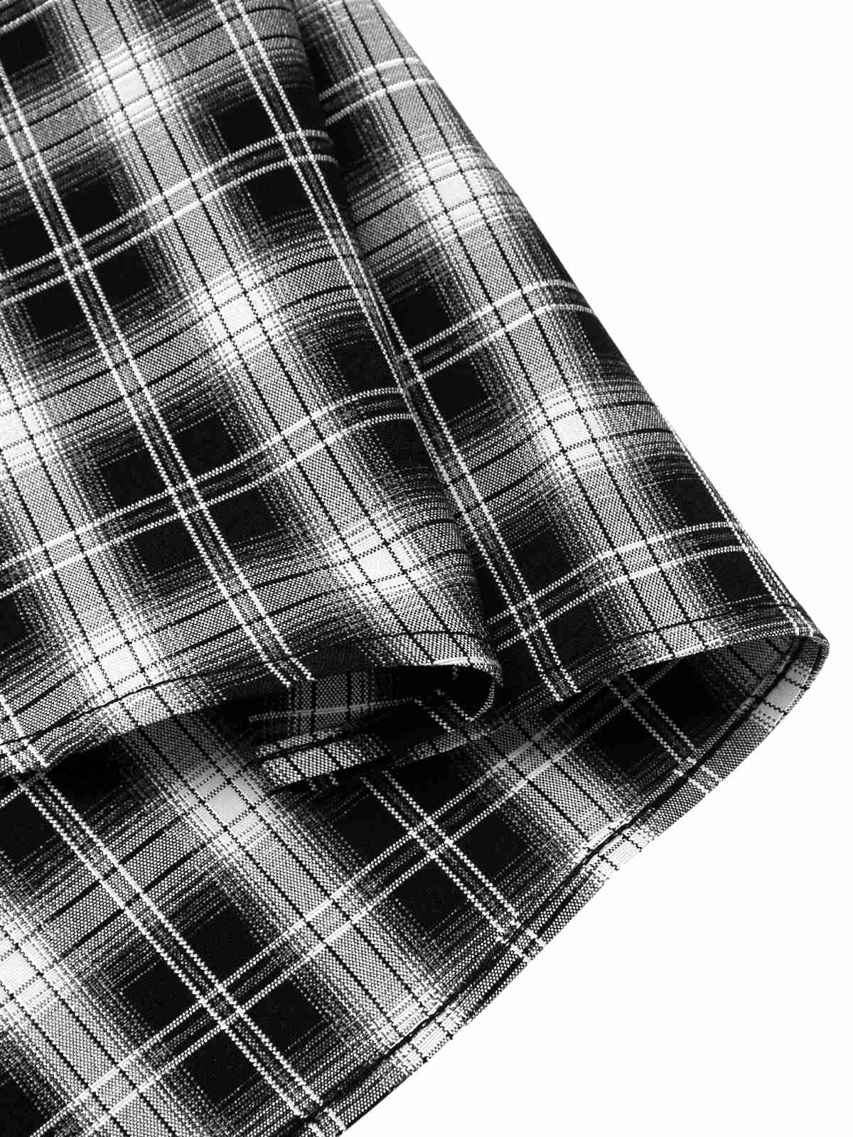 Schwarz 1950er Revers Plissiertes Plaid Patchwork Kleid - Image 7