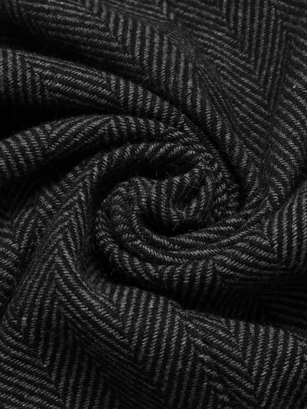 Schwarz 1950er Revers Rüschen Zweireihige Jacke - Image 4