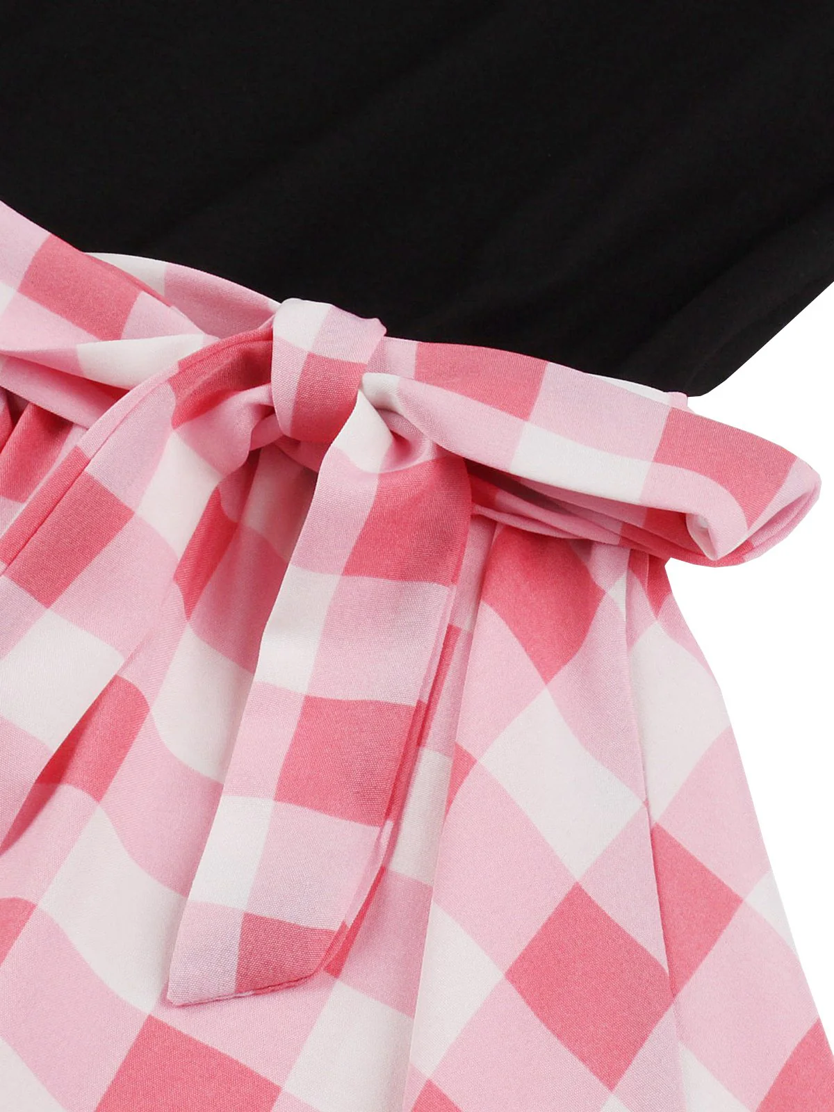 Schwarz 1950er Rundhal Alsausschnitt Patchwork Swing Kleid - Image 6