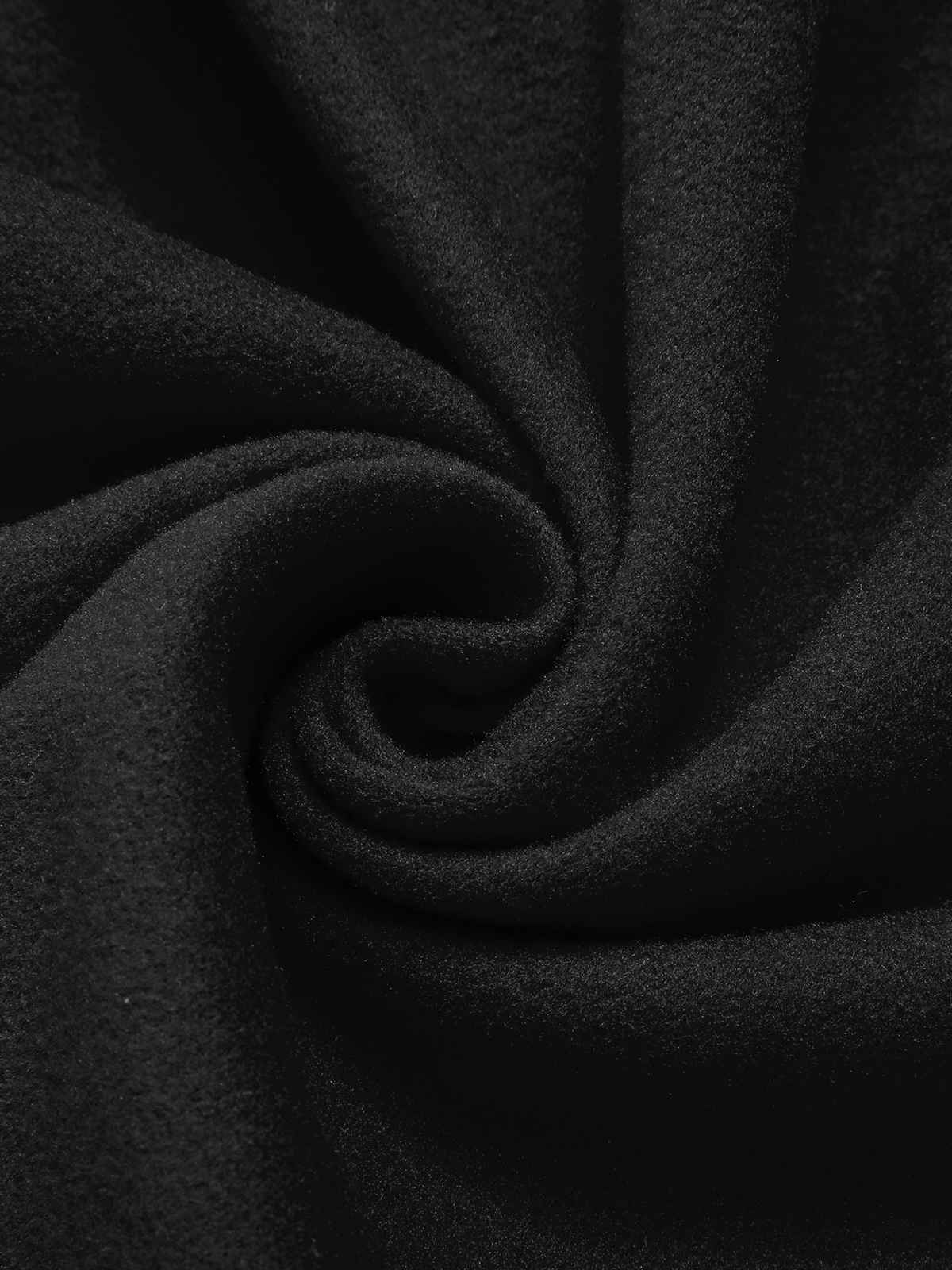 Schwarz 1950er Solide Farbe Revers Schmaler Mantel - Image 6