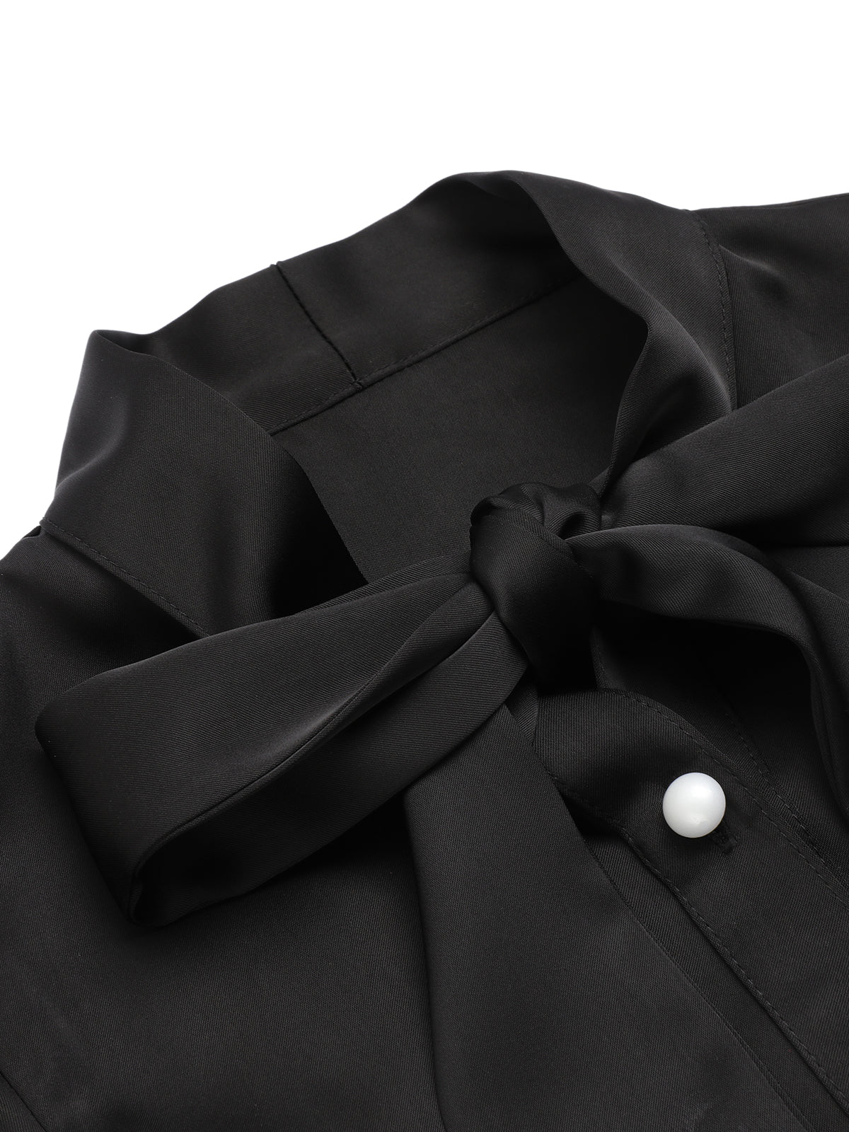 [Vorverkauf] Schwarz 1950er Solide Rüschenärmel Bluse - Image 4