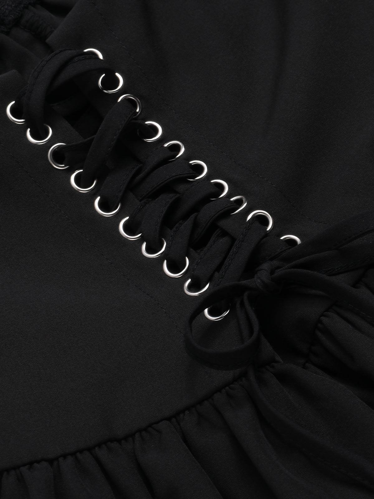 Schwarz 1950er Solide Spitze Gotisch Kleid - Image 6