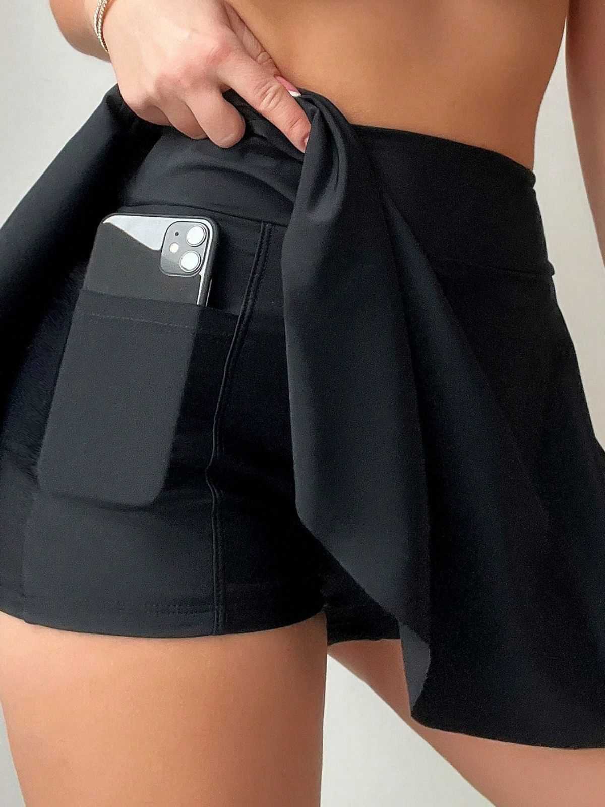 Schwarz 1950er Solide Tasche Shorts Swim Rock - Image 2