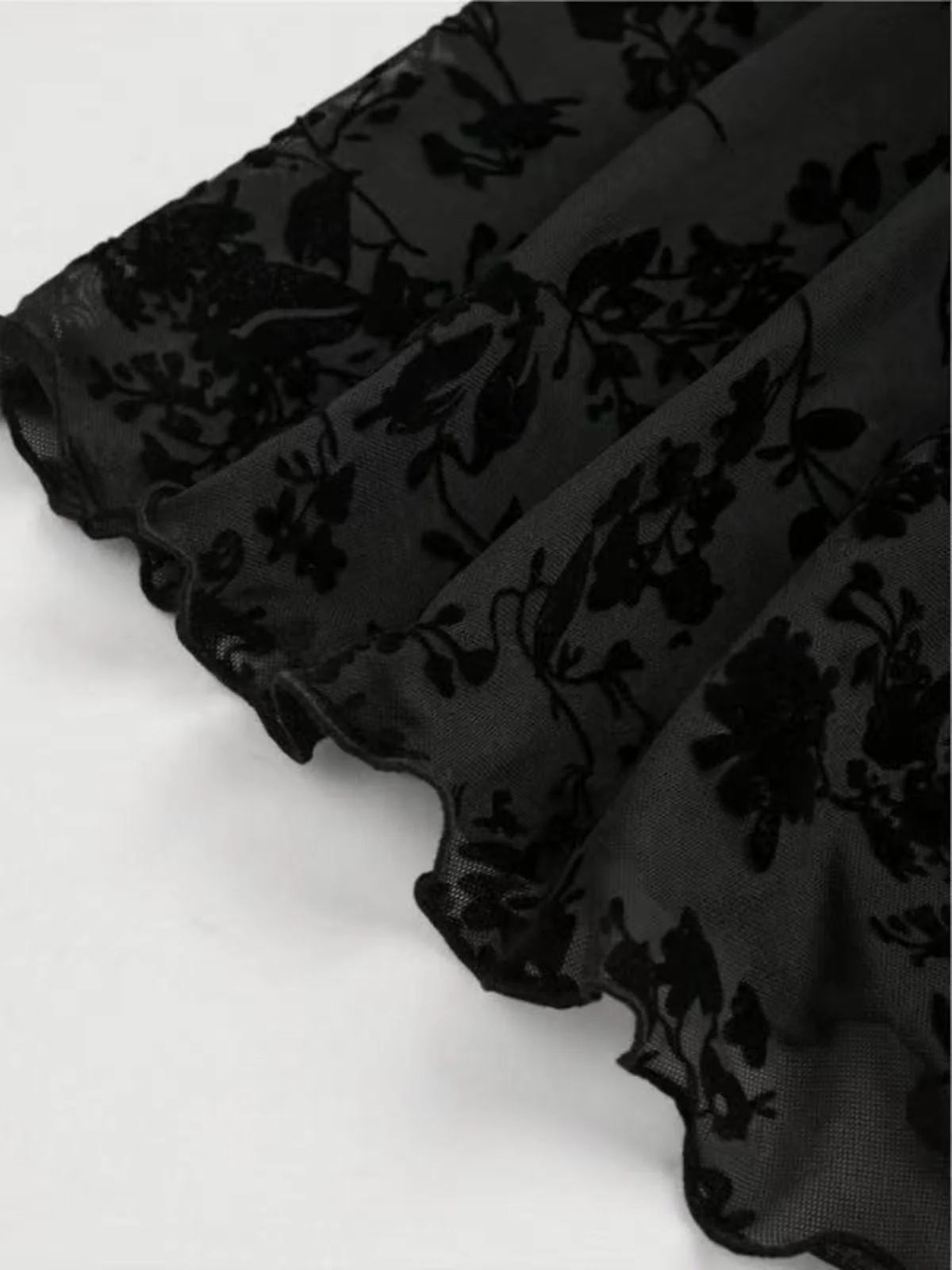 Weinrot 1950er Spitze Blumen Bischofsärmel Kleid - Image 12