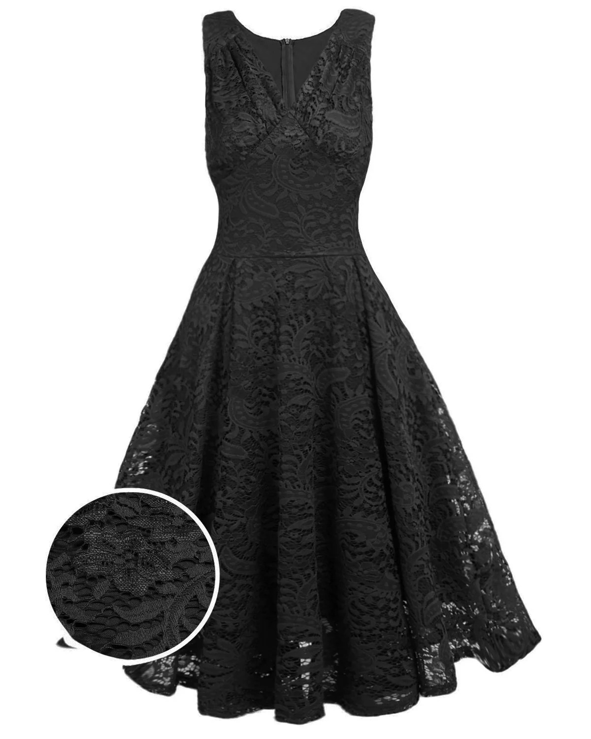 Rot 1950ER SPITZE BLUMEN SWING KLEID - Image 22