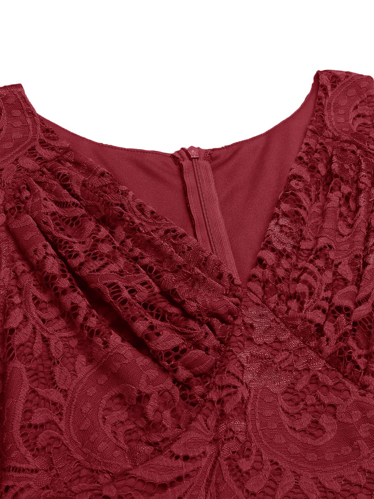 Rot 1950ER SPITZE BLUMEN SWING KLEID - Image 9