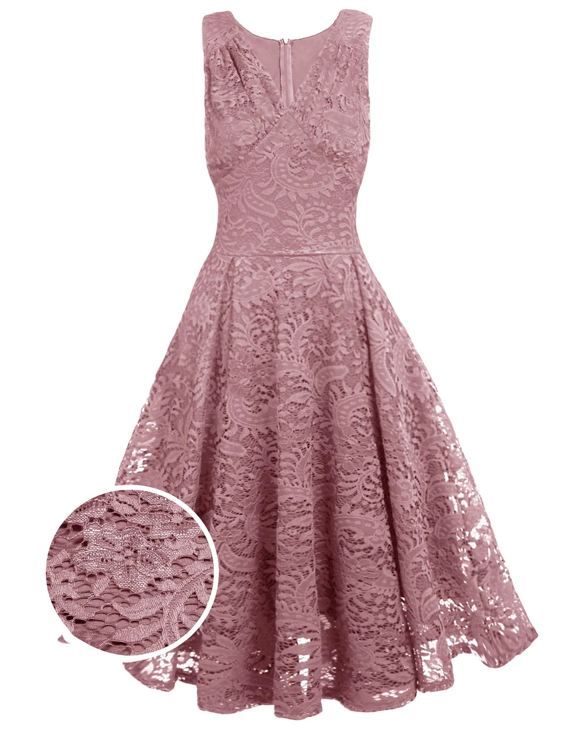 Rot 1950ER SPITZE BLUMEN SWING KLEID - Image 12