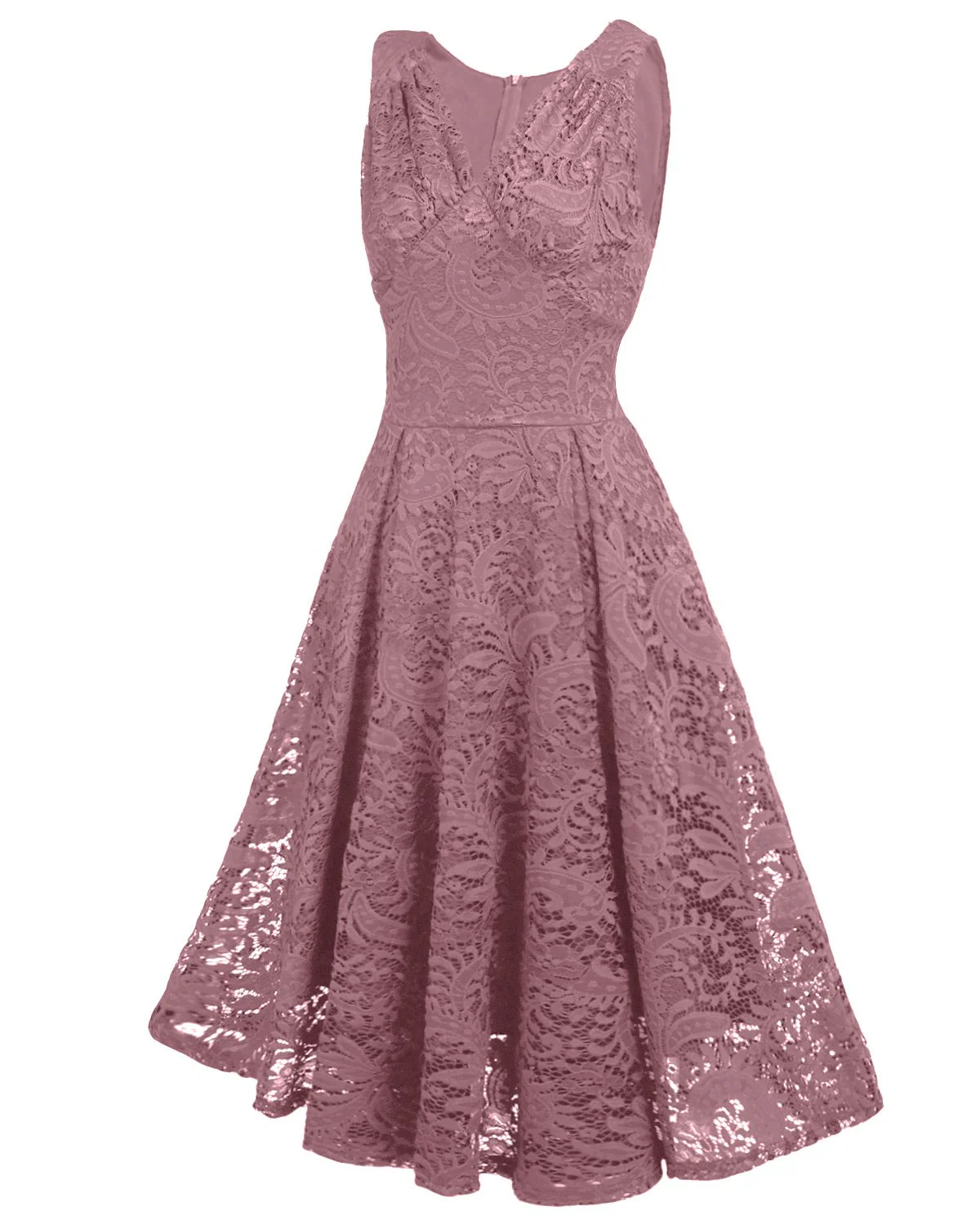 Rot 1950ER SPITZE BLUMEN SWING KLEID - Image 14