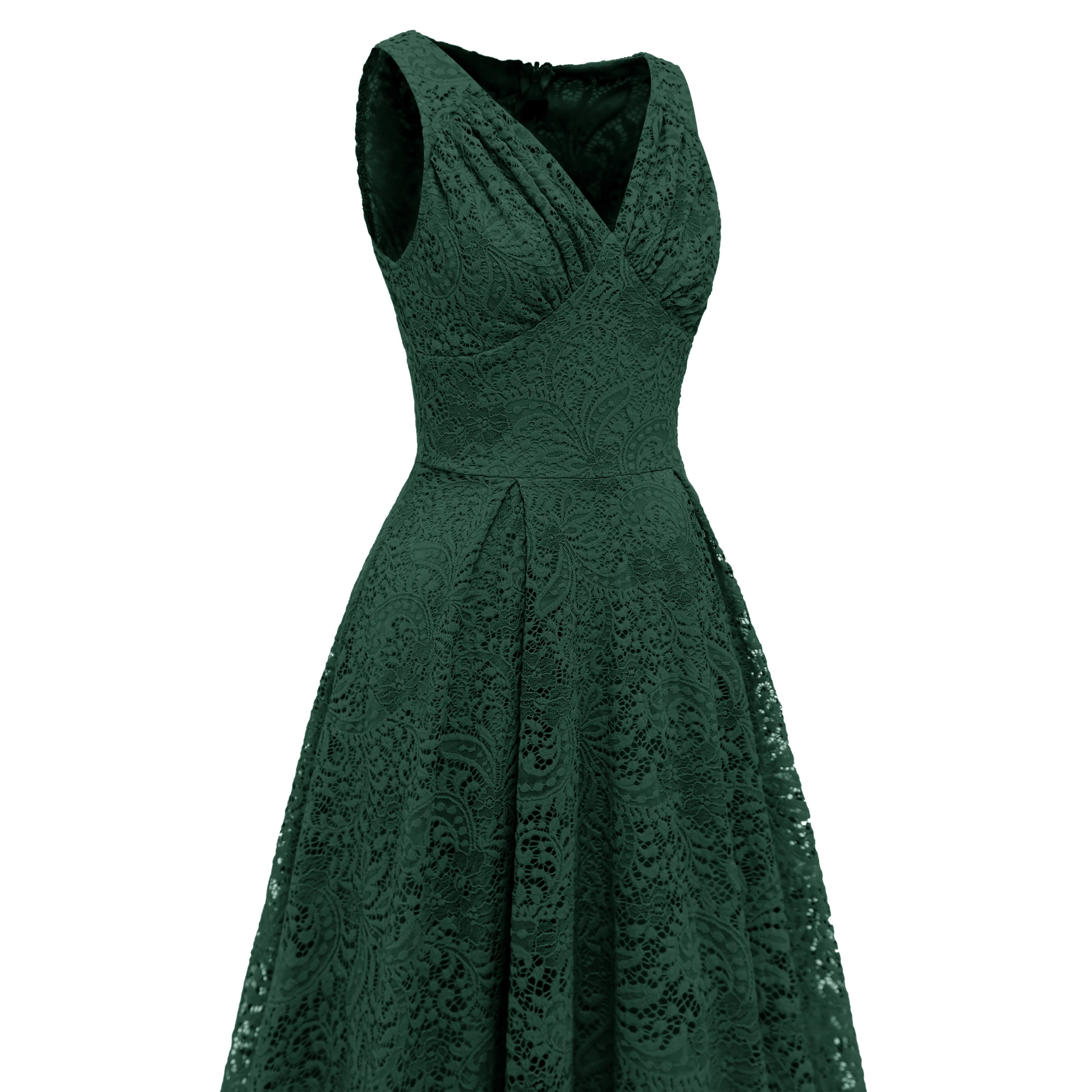 Rot 1950ER SPITZE BLUMEN SWING KLEID - Image 29