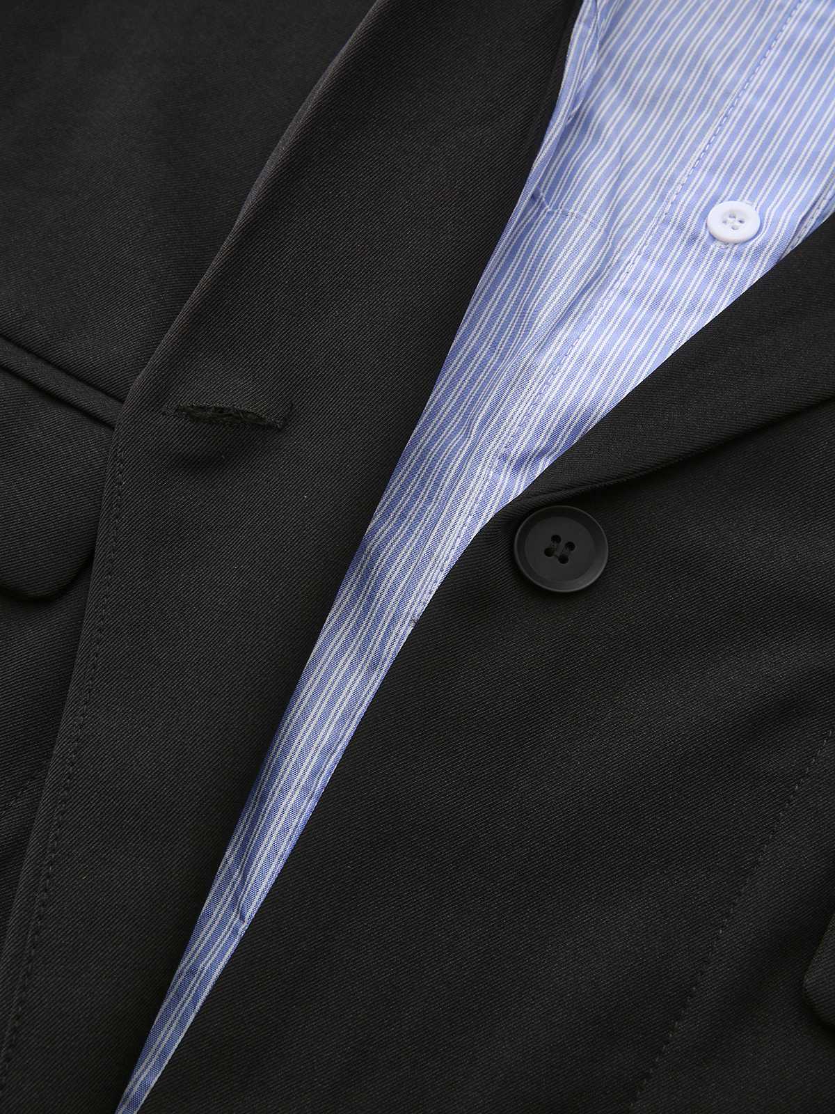 Schwarz 1950er Streifen Revers Kunst Zweiteilig Blazer - Image 5