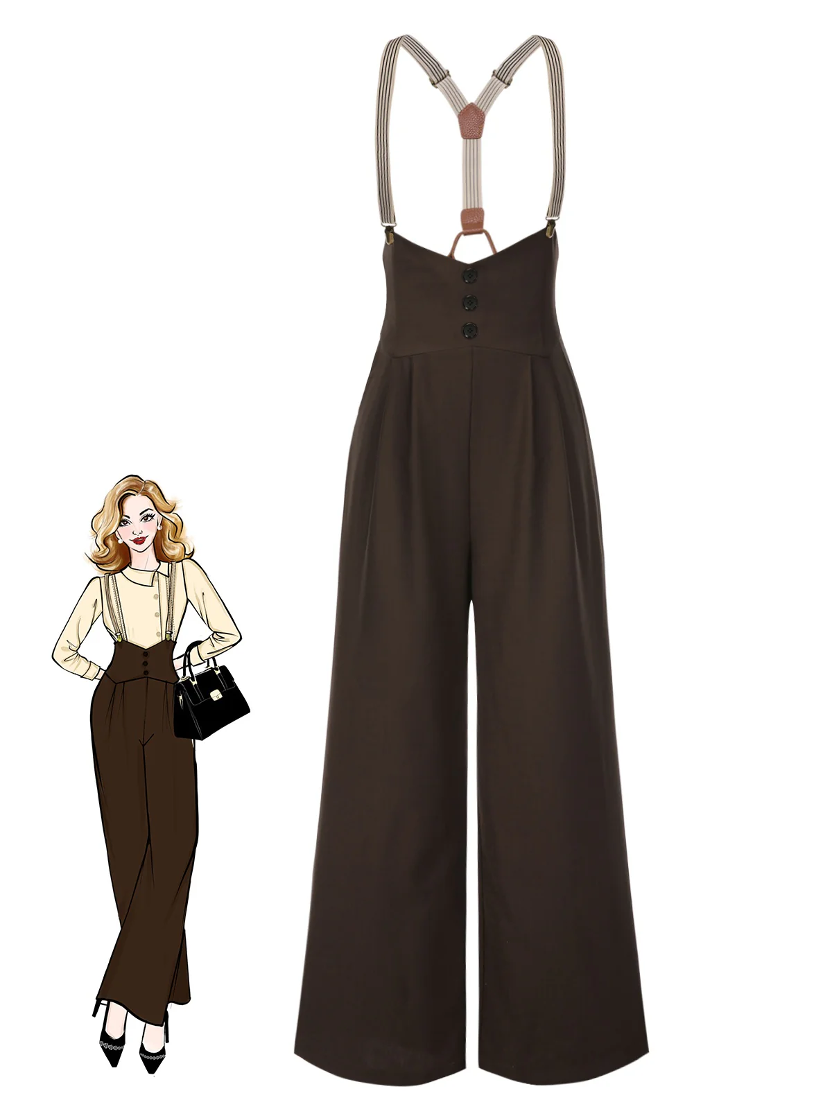 Schwarz 1950er Taste Latzhose - Image 3