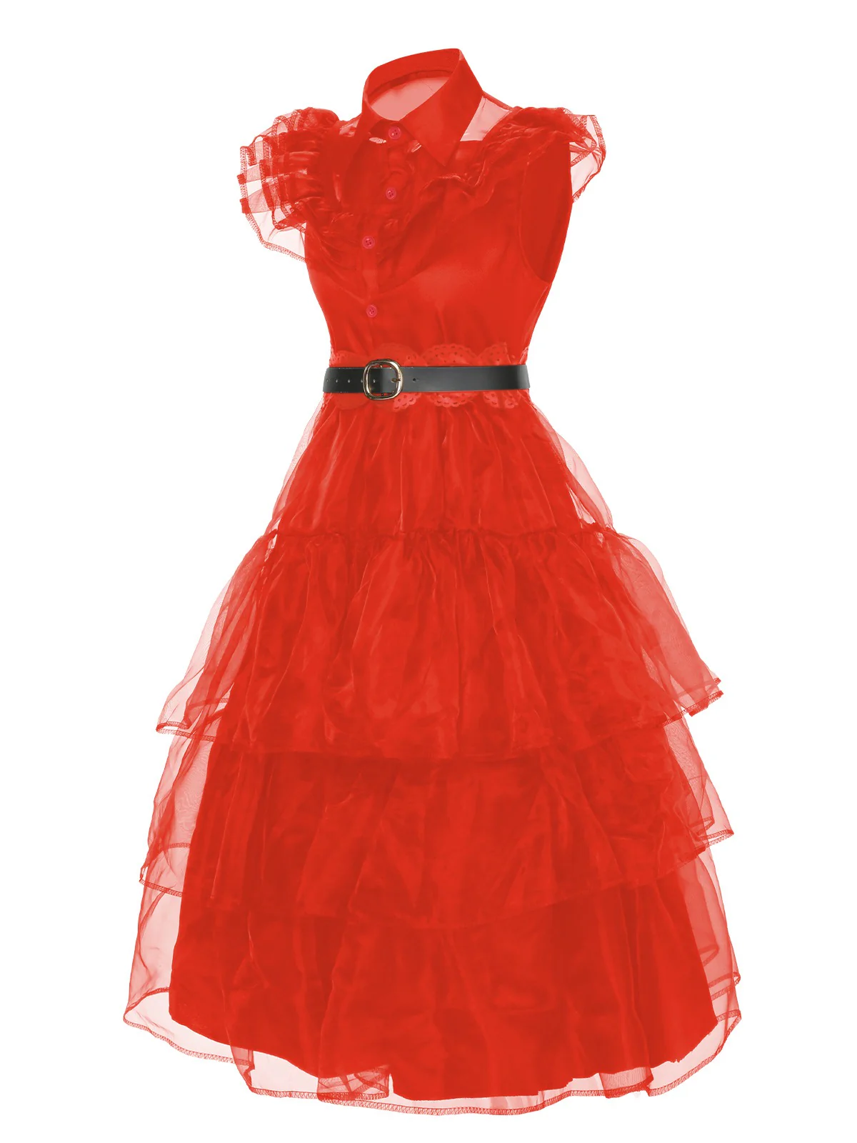 Schwarz 1950er Wednesday Kostüm Solide Gothic Spitze Kleid mit Gürtel - Image 6